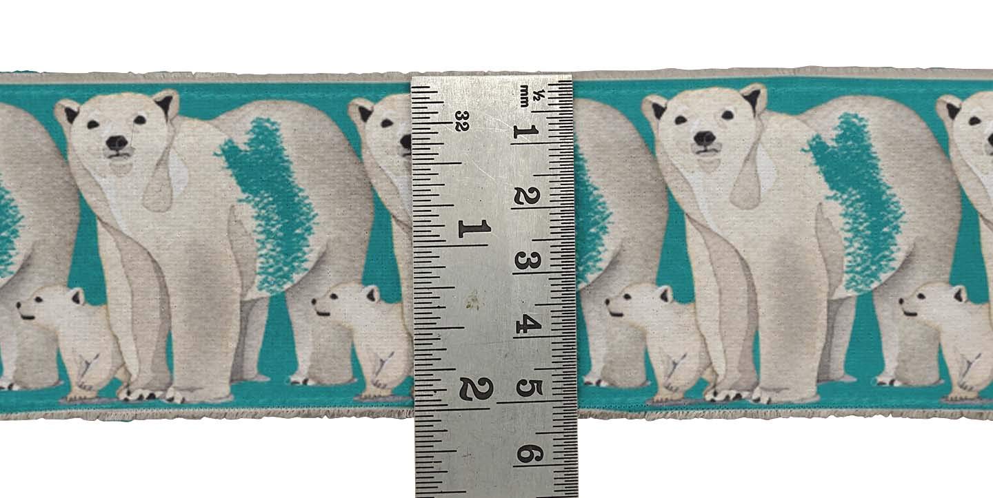 Green Polar Bear Animal Print Velvet Ribbon Trim - 9 Yards, 3 Inches Wide for Sewing & Crafts - Perfect for DIY Projects, Costume Accessories, Gift Wrapping & Home Decor