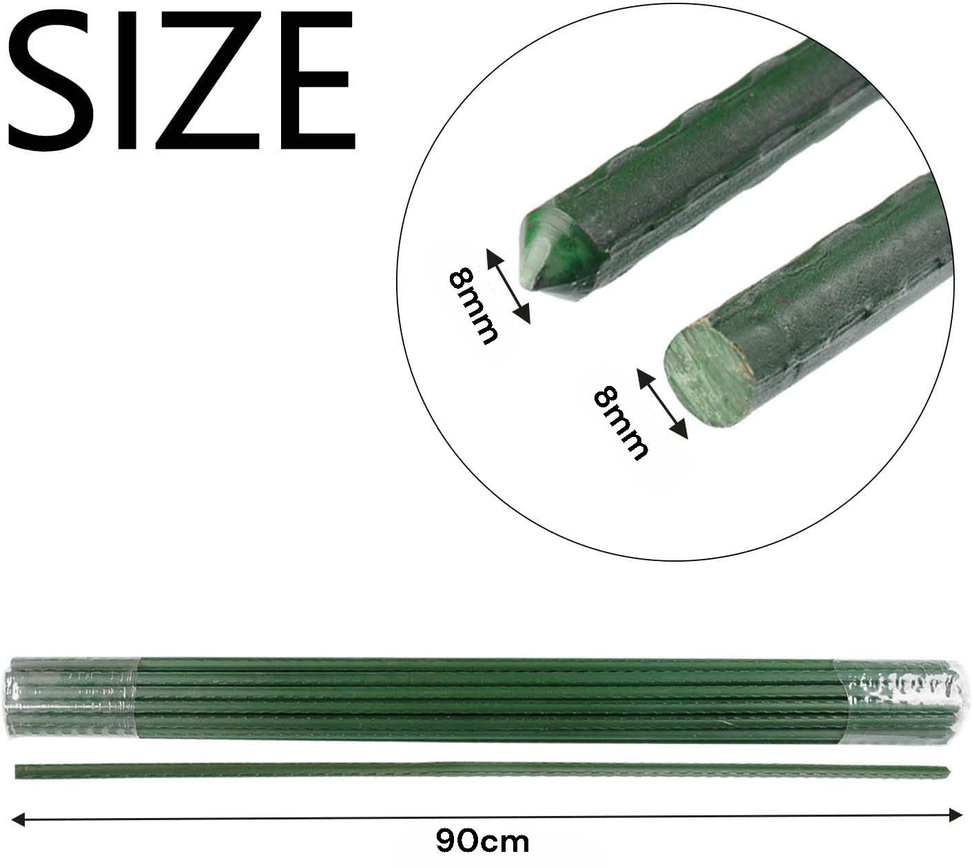 10 Pack 8mm x 90cm Steel Garden Plant Stakes - Heavy Duty Plant Support Sticks for Climbing Plants, Tomatoes, Vines & Flowers | Outdoor Gardening Supplies for Vegetable Gardens, Greenhouses & Backyard Planting