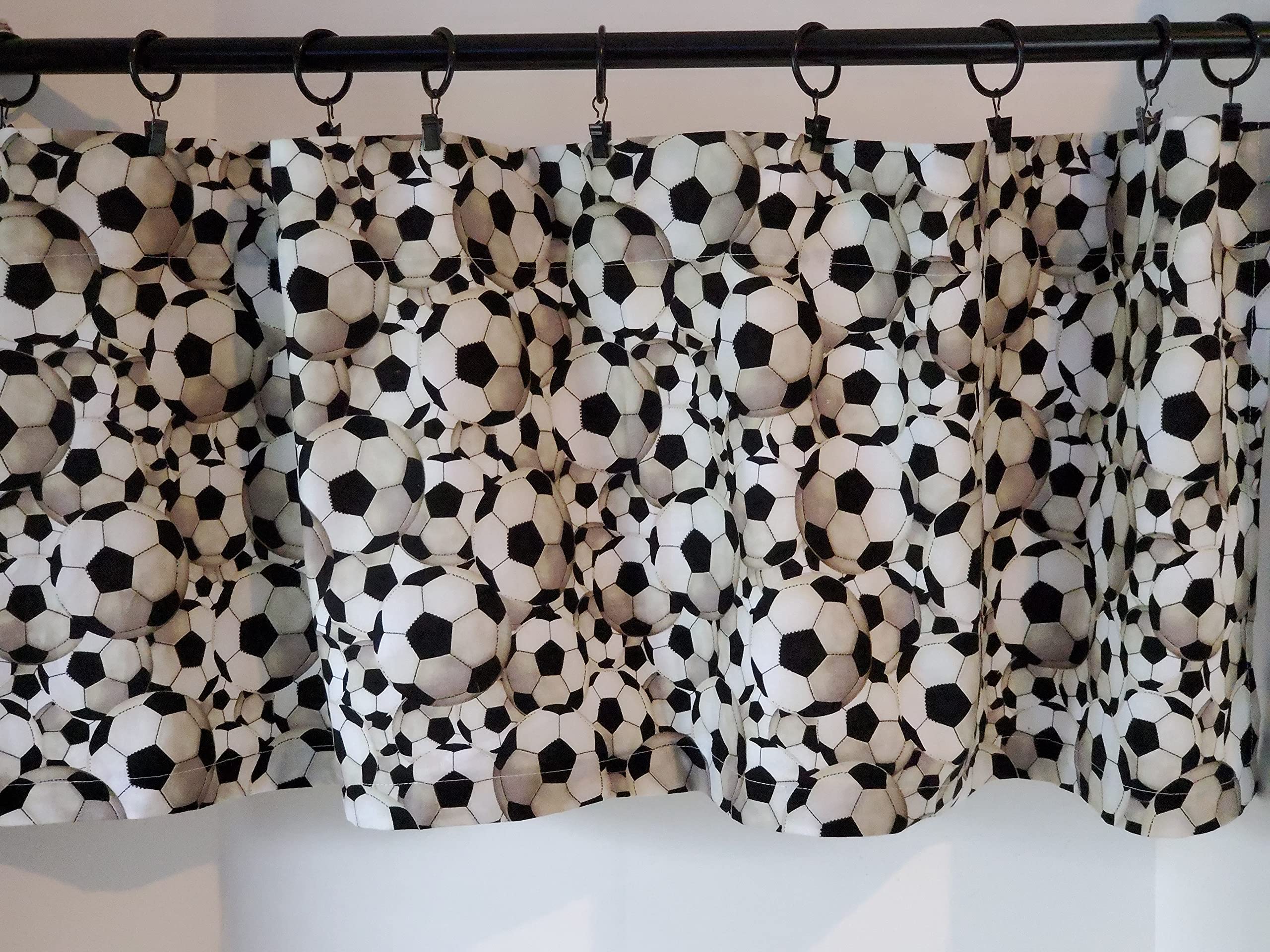 Soccer Print Valance Curtain - Blackout Window Treatment for Kids Room & Game Room Decor - Perfect for Sports Themed Bedroom and Living Room