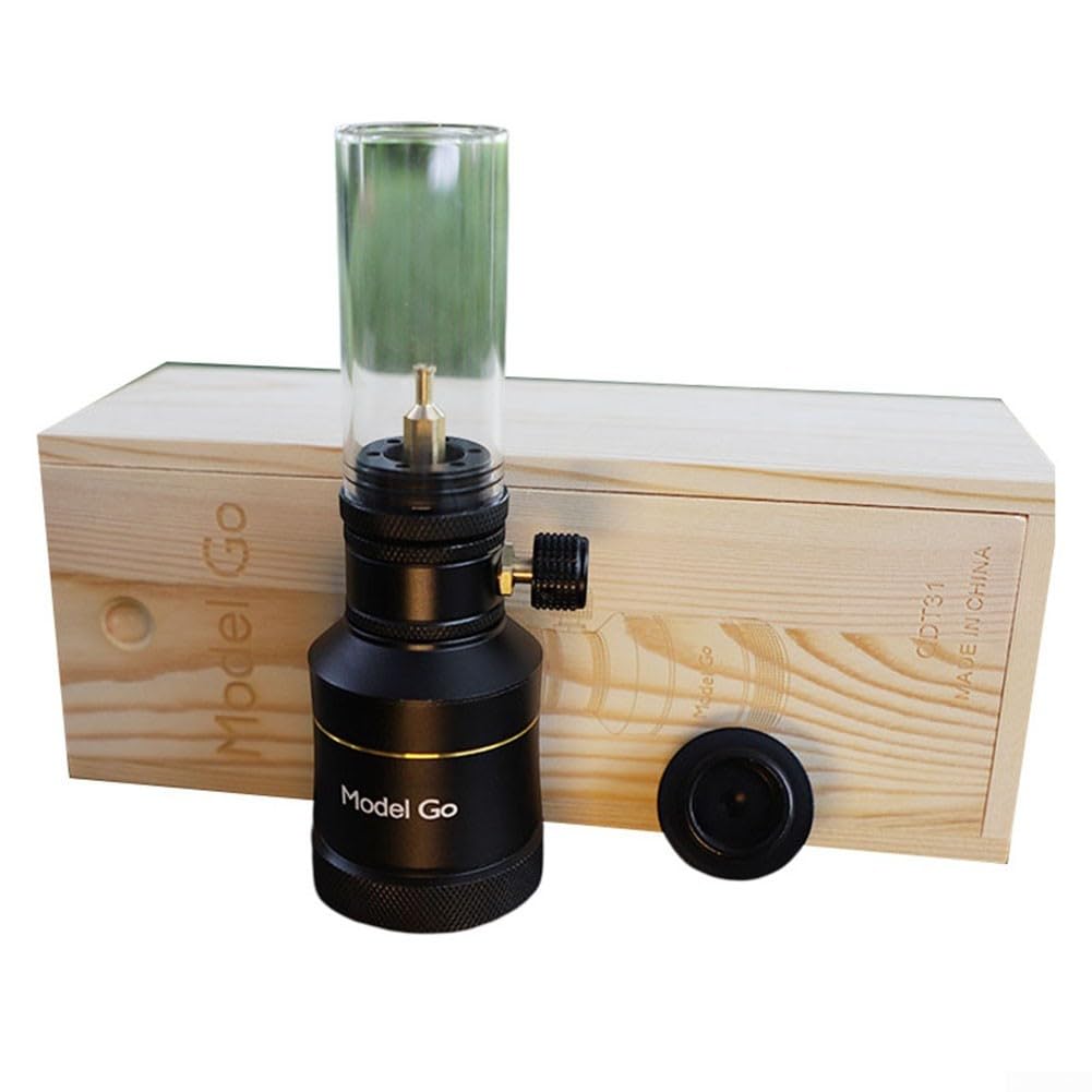 **Portable Outdoor Camping Gas Lantern with Wooden Box - Rechargeable LED Tent Light for Hiking, Emergency, Power Outages & Backyard BBQs (Black)**