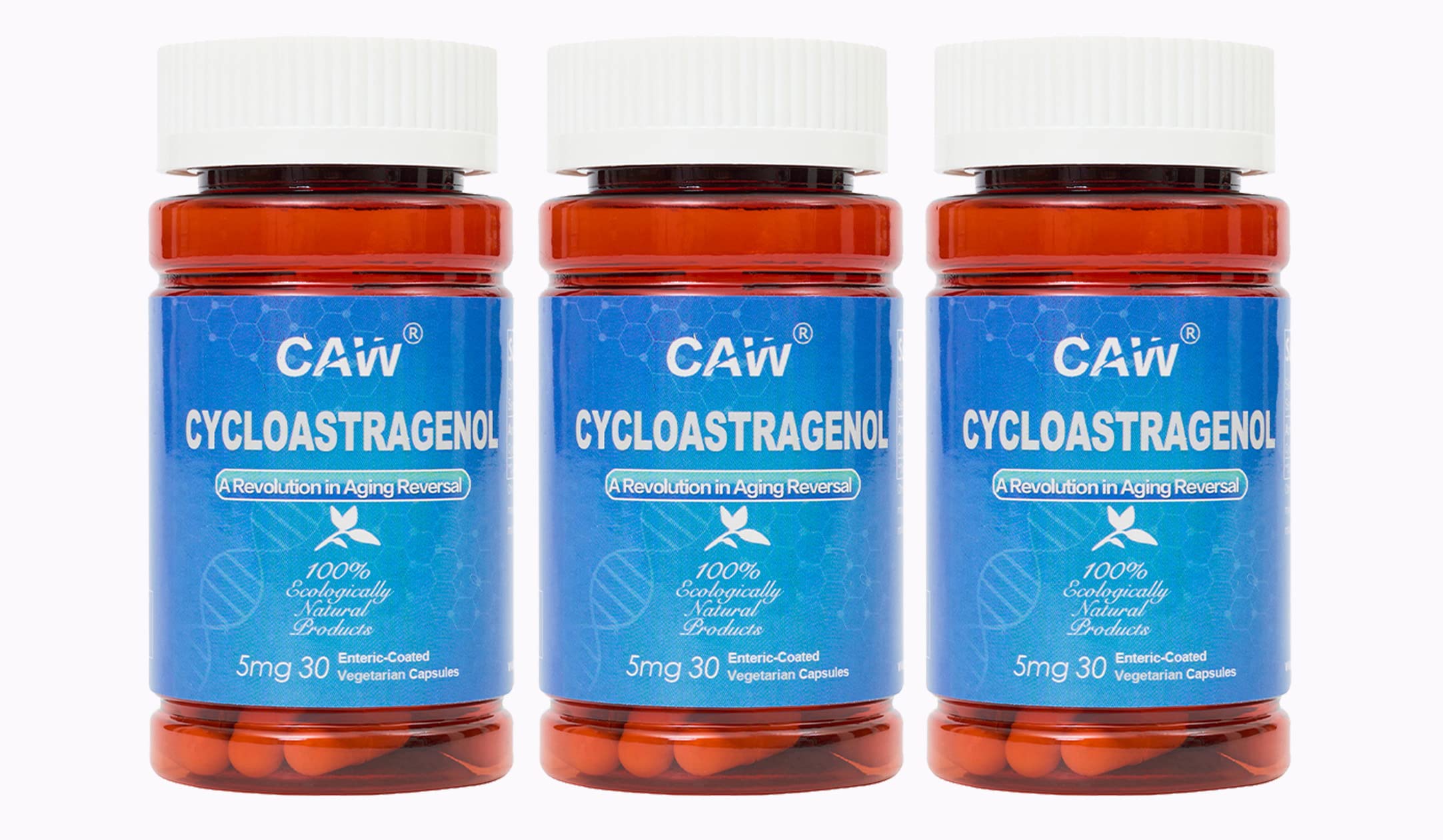CAW Anti-Aging Supplement with 98% Hypersorption Cycloastragenol | 5mg Enteric-Coated Capsules (90 Count - 3 Bottles) | Supports Cellular Health & Longevity | Perfect for Daily Wellness Routine & Anti-Aging Regimen