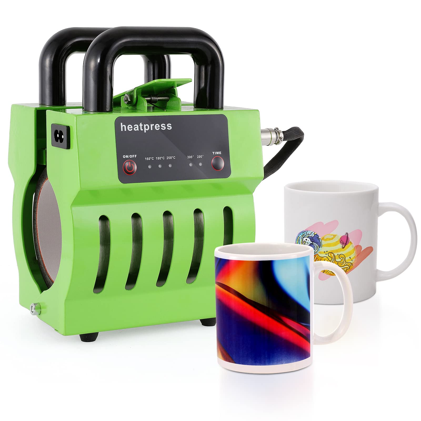 Dyna-Living Portable Sublimation Mug Press Machine for 10oz-12oz Ceramic Mugs - Mini Heat Press for DIY Custom Mugs, Baking Cups & Ironing - Perfect for Home Crafting, Small Business & Gift Making (Green)