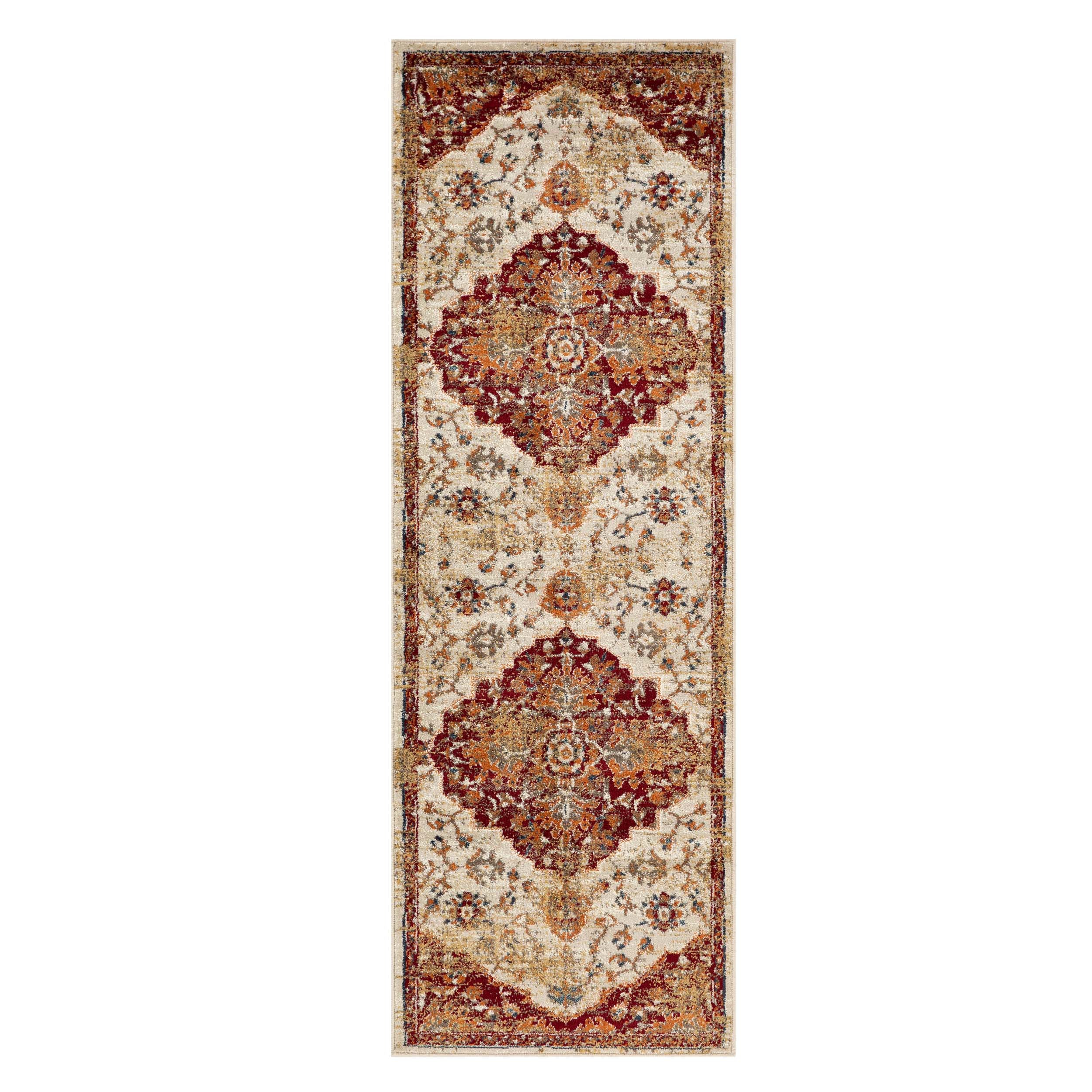Abena Traditional Medallion Indoor Area Rug or Runner - Non-Slip Living Room Carpet, Bedroom Decor, Hallway Runner - Perfect for Home, Office & Apartment