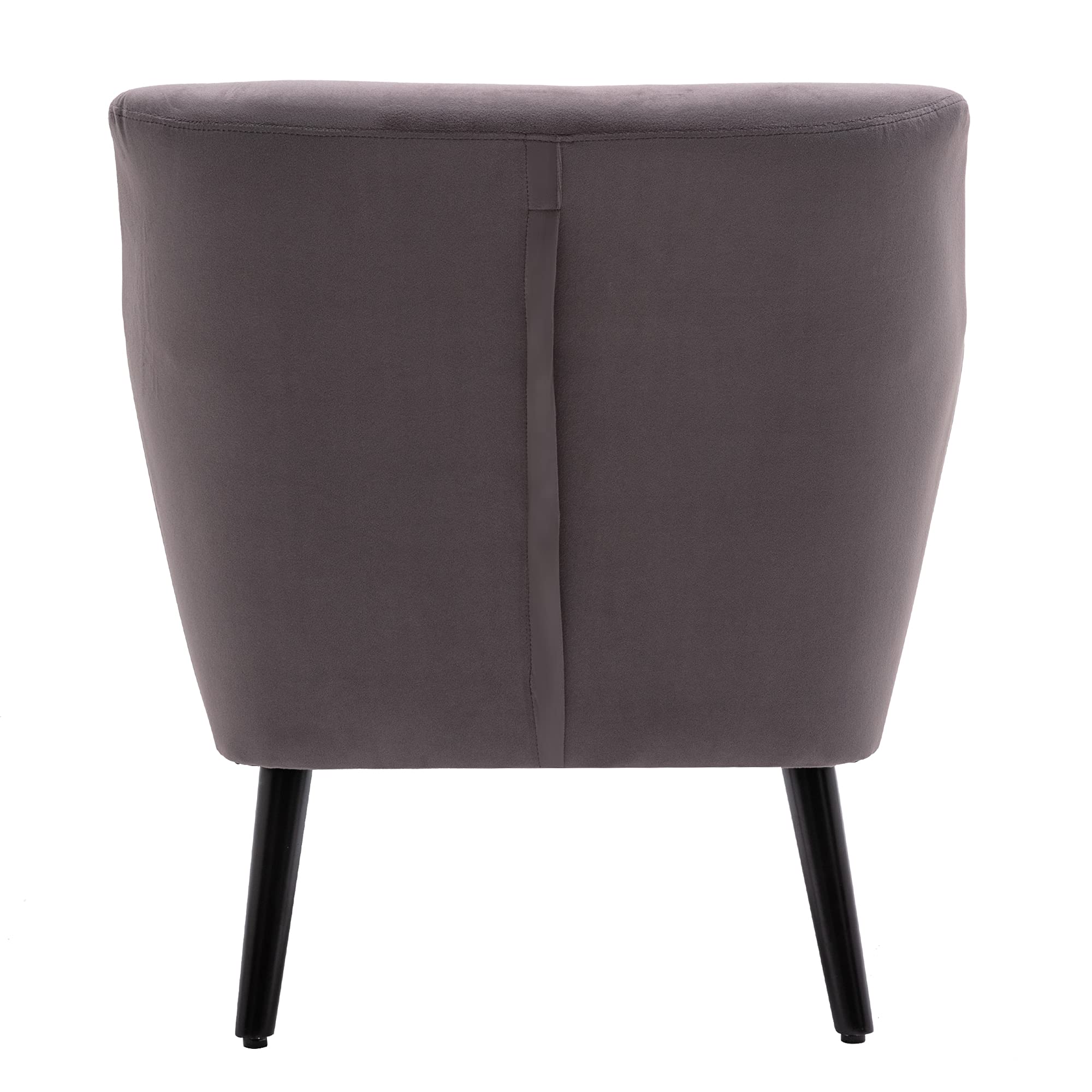 Mid Century Modern Upholstered Accent Chair with Waist Pillow - Solid Wood Legs & Linen Fabric - Stylish Armchair for Living Room, Bedroom, Office - Perfect for Relaxing, Reading & Home Decor (Gray)