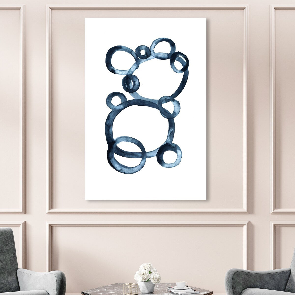 Bear Bubbles Modern Baby Bear Fingerpainted Bubbles - Contemporary White Canvas Wall Art Print for Boys Room Nursery Decor - Perfect for Kids Bedroom, Playroom & Baby Shower Gift