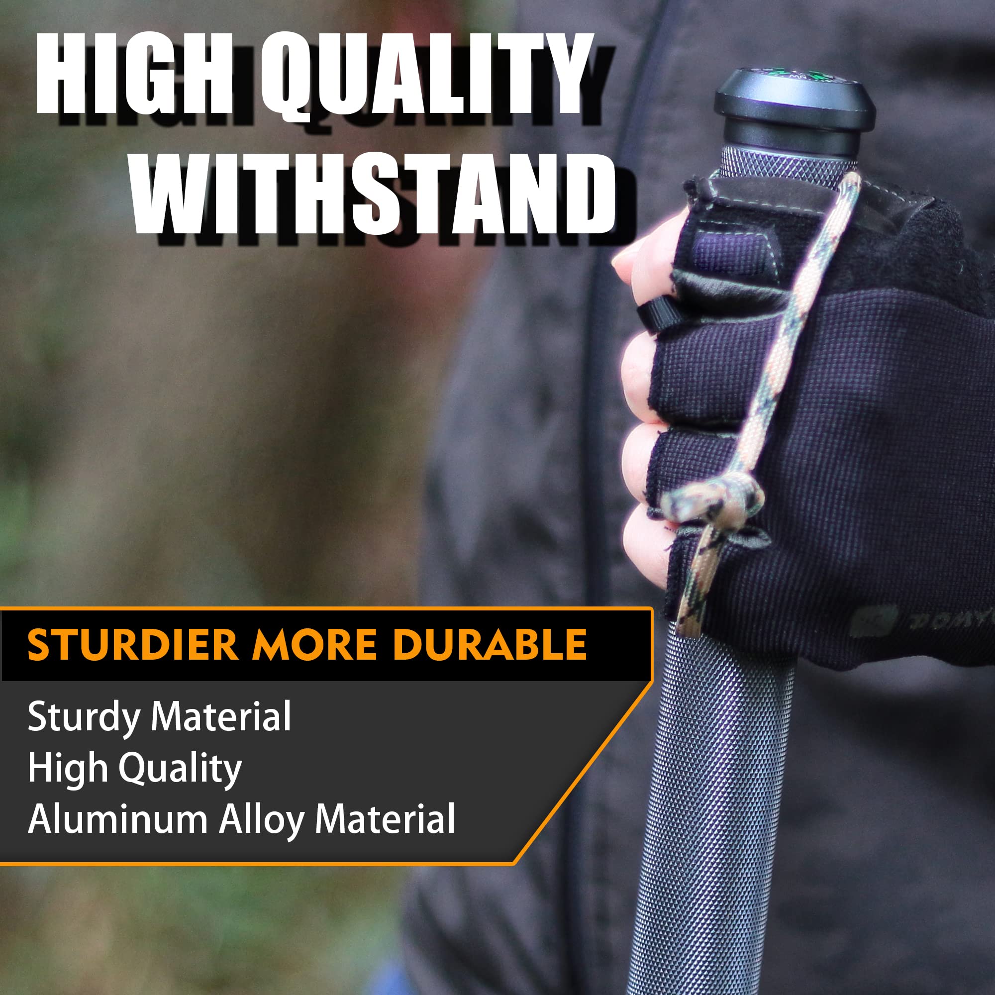 aiGear Survive Adjustable Trekking Pole - Multifunctional Hiking Staff with 7 Tubes for Outdoor Survival, Camping & Backpacking | Perfect for Mountain Trails, Wilderness Exploration & Emergency Situations