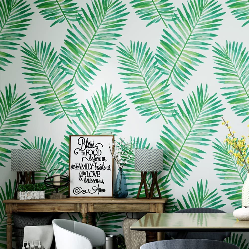 Green Palm Leaves Peel and Stick Wallpaper - Self Adhesive Modern Removable Wallpaper (17.71