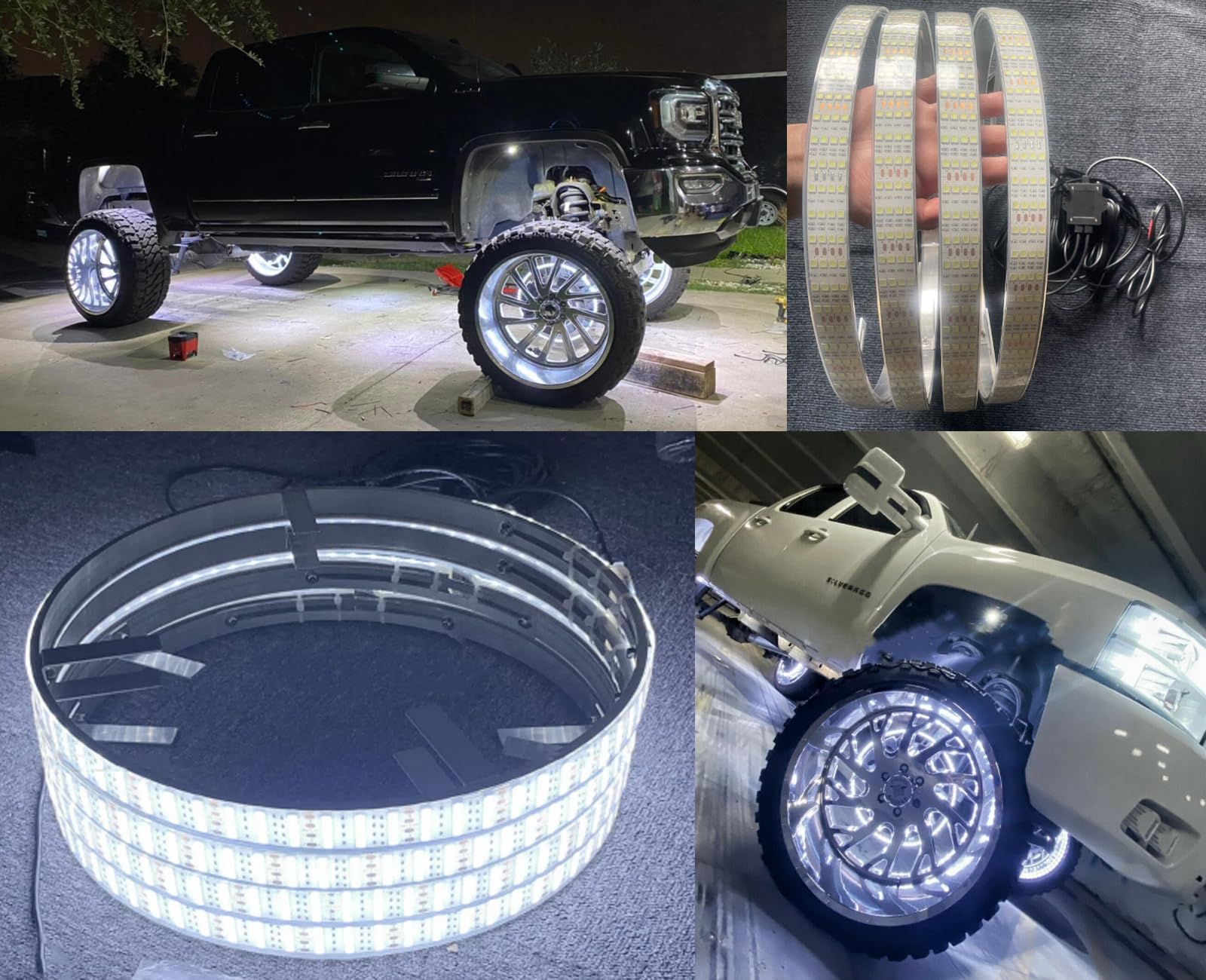 Brightest LED Wheel Rim Lights - 4 Rolls Quad Row Pure White 17.5