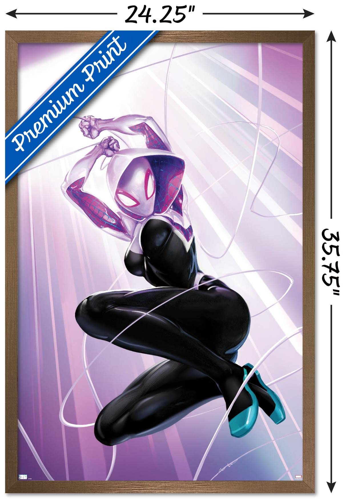 Trends International Marvel Comics Ghost Spider #1 Wall Poster - 34L x 22.4W Bronze Framed Version | Superhero Room Decor, Comic Book Fan Gift, Home & Office Wall Art