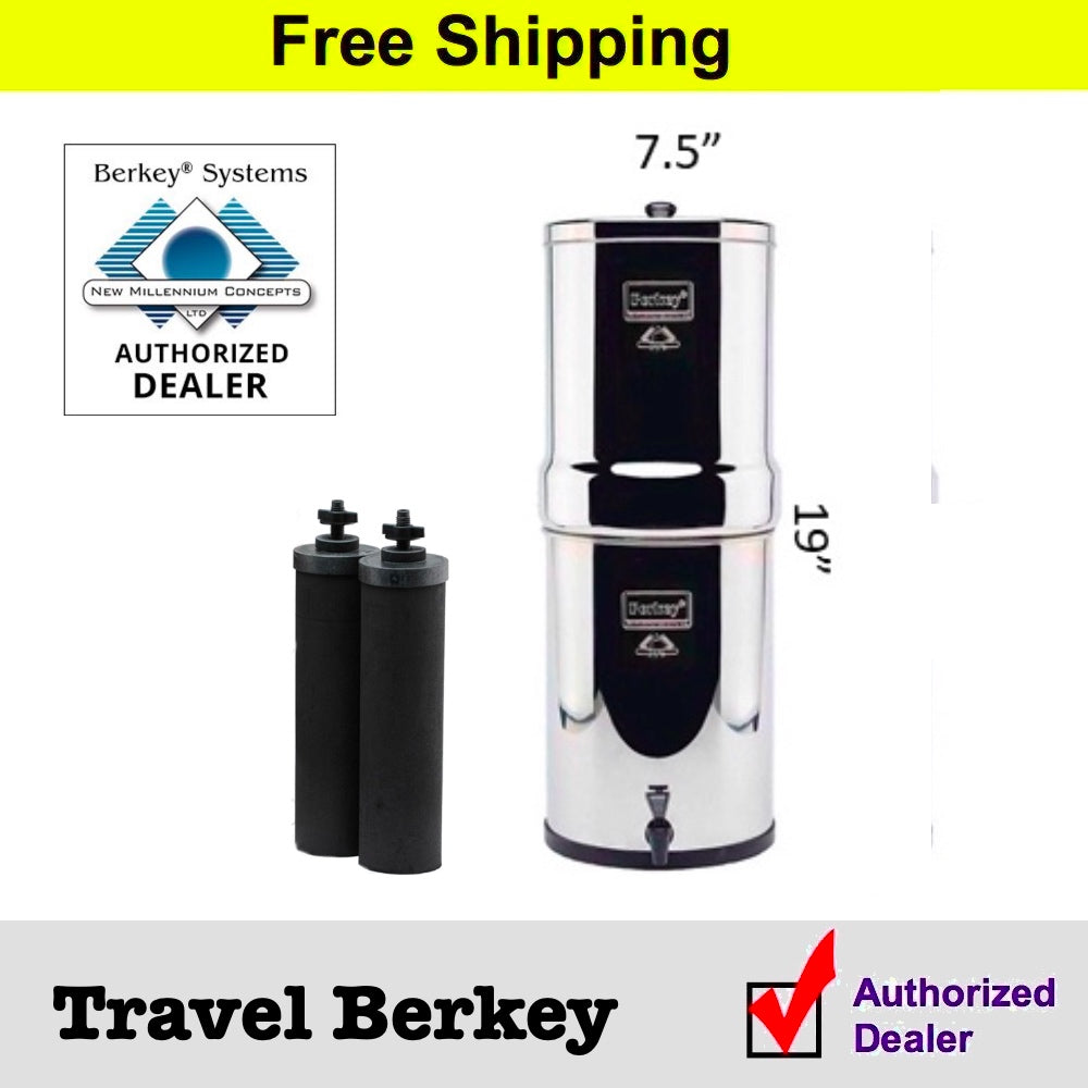 Refurbished Travel Berkey 1.5 Gallon Water Filter System with 2 Black Berkey Filters - Portable Camping & Emergency Purification - Authorized Dealer | Free Shipping USA