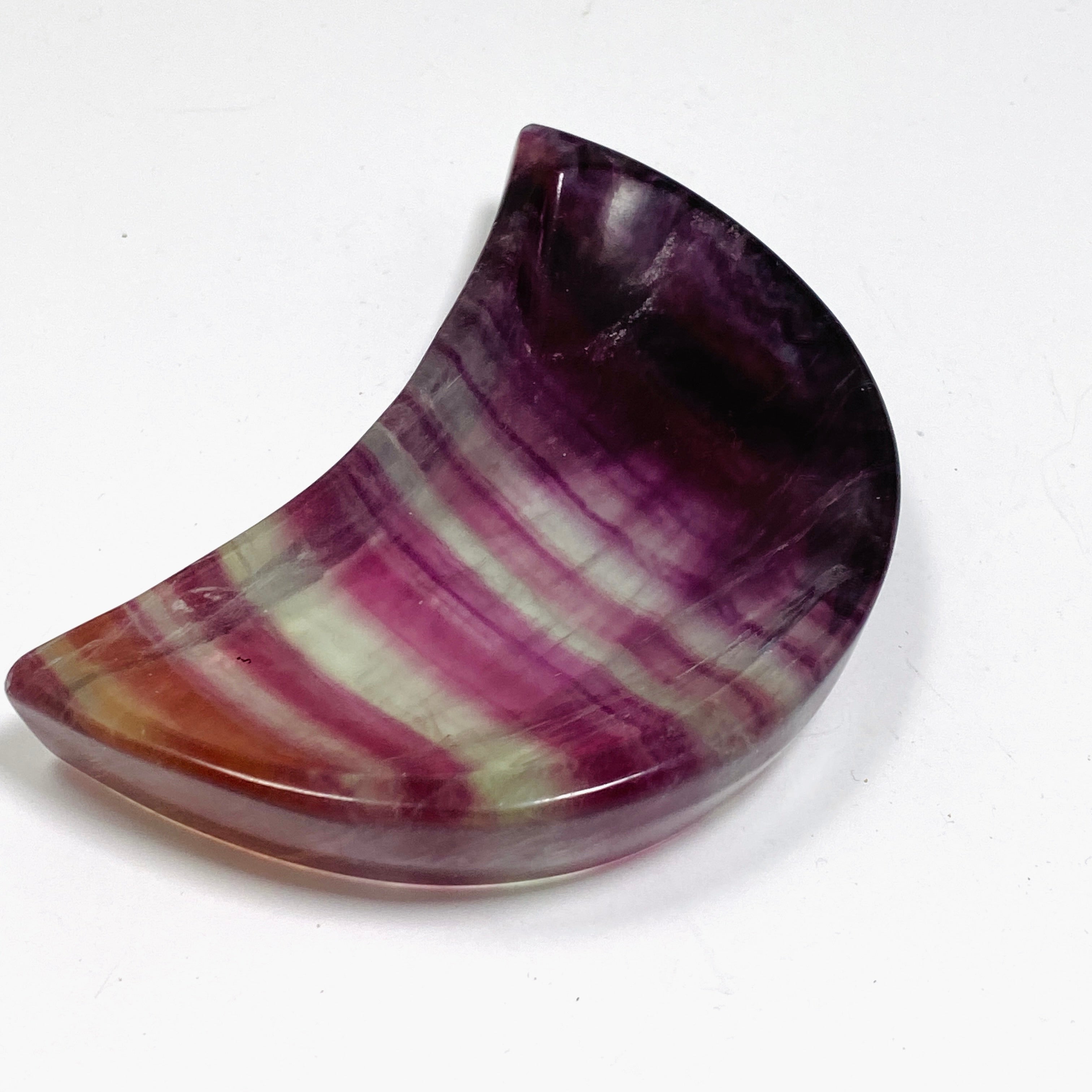 Fluorite Moon Bowl FMB 02 - Natural Crystal Meditation Bowl for Home Decor, Yoga & Spiritual Healing | Perfect for Zen Spaces, Gift Giving & Energy Cleansing