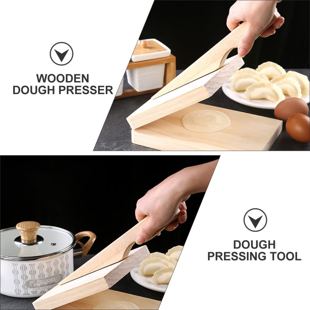 Hemoton Wood Dumpling Press - Handmade Tortilla Maker for Dumplings, Wontons & Empanadas - Natural Beige Wooden Dough Press - Perfect for Asian Cooking, Mexican Cuisine & Homemade Pastries