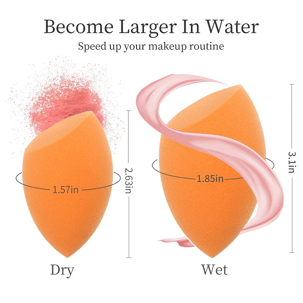 Professional Makeup Sponges Blender Set - 4 Pcs Beauty Foundation Blending Sponges with Egg Case for Cream, Powder & Liquid | Flawless Finish | Perfect for Daily Makeup, Contouring & Airbrush Effect