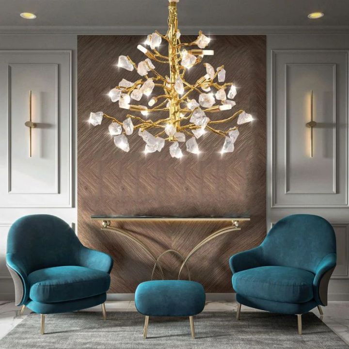 Amos Glass Branch Chandelier - Modern Crystal Ceiling Light Fixture for Dining Room, Living Room & Bedroom Decor