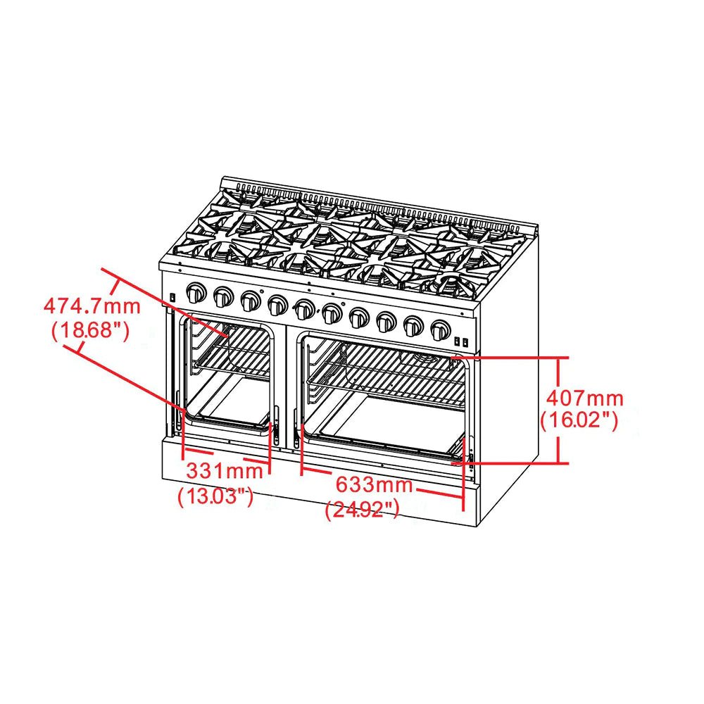 Forno Galiano Professional 48-Inch Stainless Steel Gas Range with 6 Burner Stove and Convection Oven - FFSGS6244 48