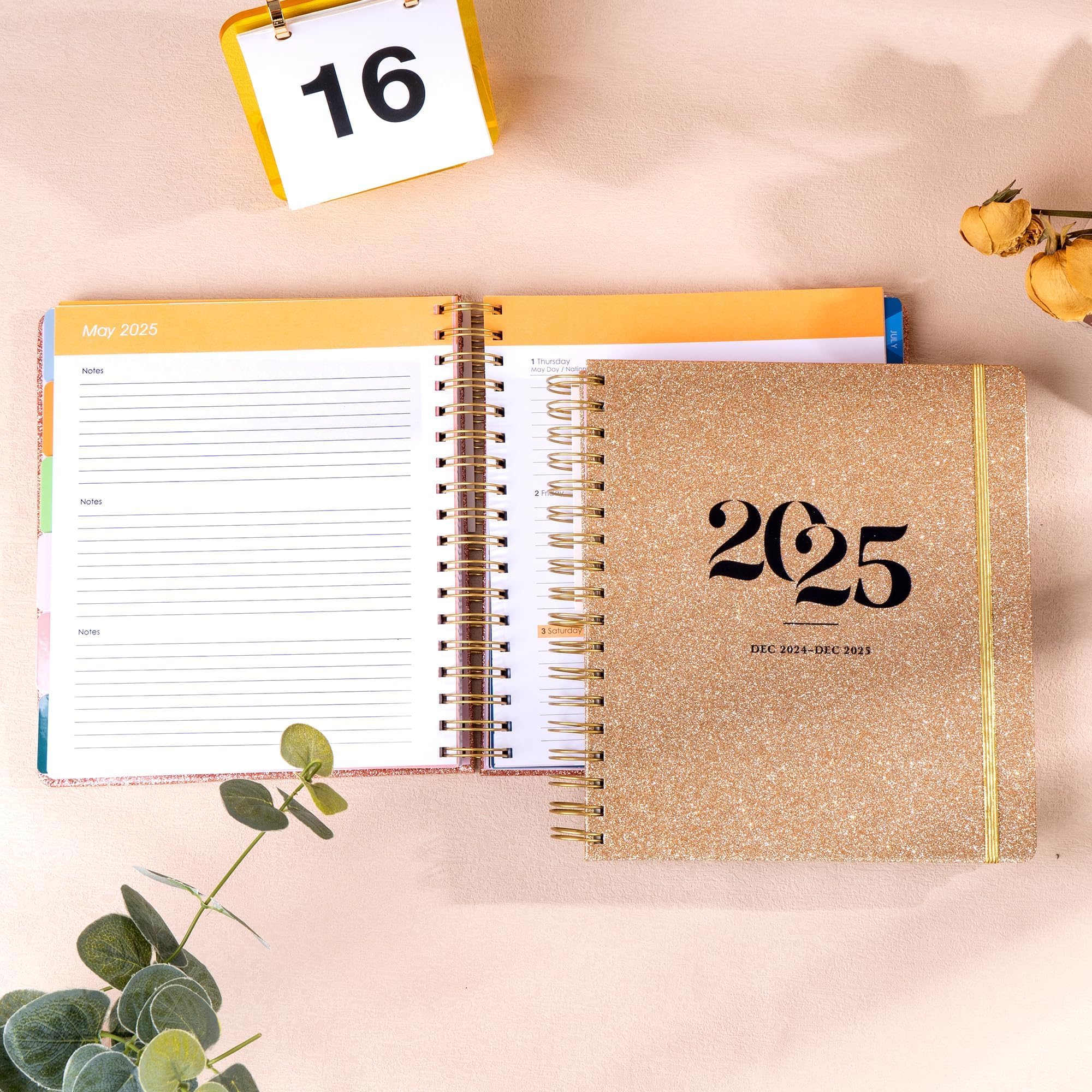2025 Weekly & Monthly Planner - Spiral Bound Hardcover Calendar (Dec 2024-Dec 2025) - 8.3