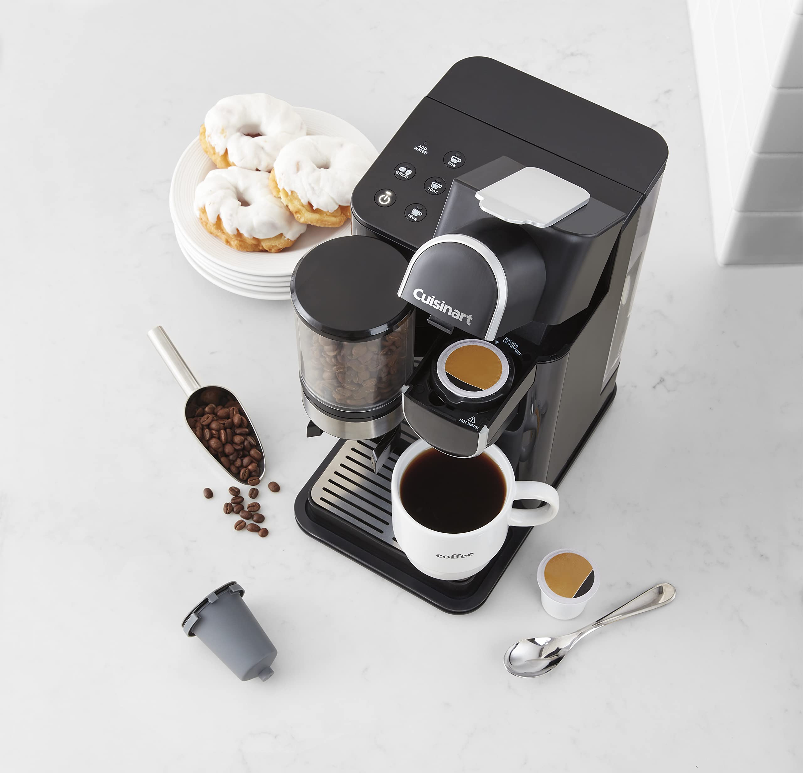 Cuisinart DGB-2C Single-Serve Coffee Maker with Built-in Grinder | 3 Brew Sizes (8oz, 10oz, 12oz) | Black | Perfect for Home, Office & Small Spaces | Fast & Fresh Coffee in Minutes