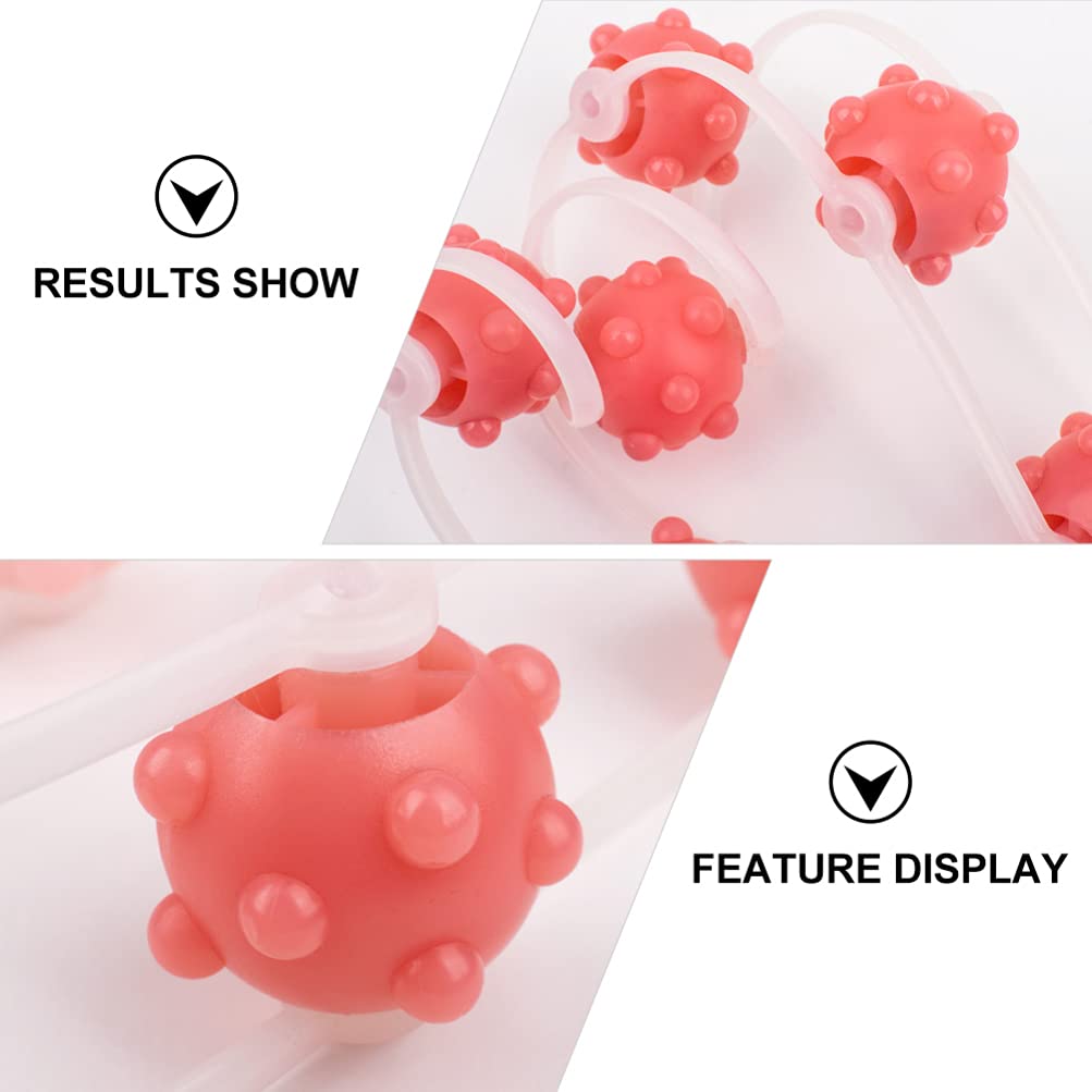 Trigger Point Massager with Massage Balls - Deep Tissue Back, Neck, Shoulder & Leg Massage Roller - Anti Cellulite & Muscle Pain Relief - Pink Body Massager for Home, Office & Gym Use