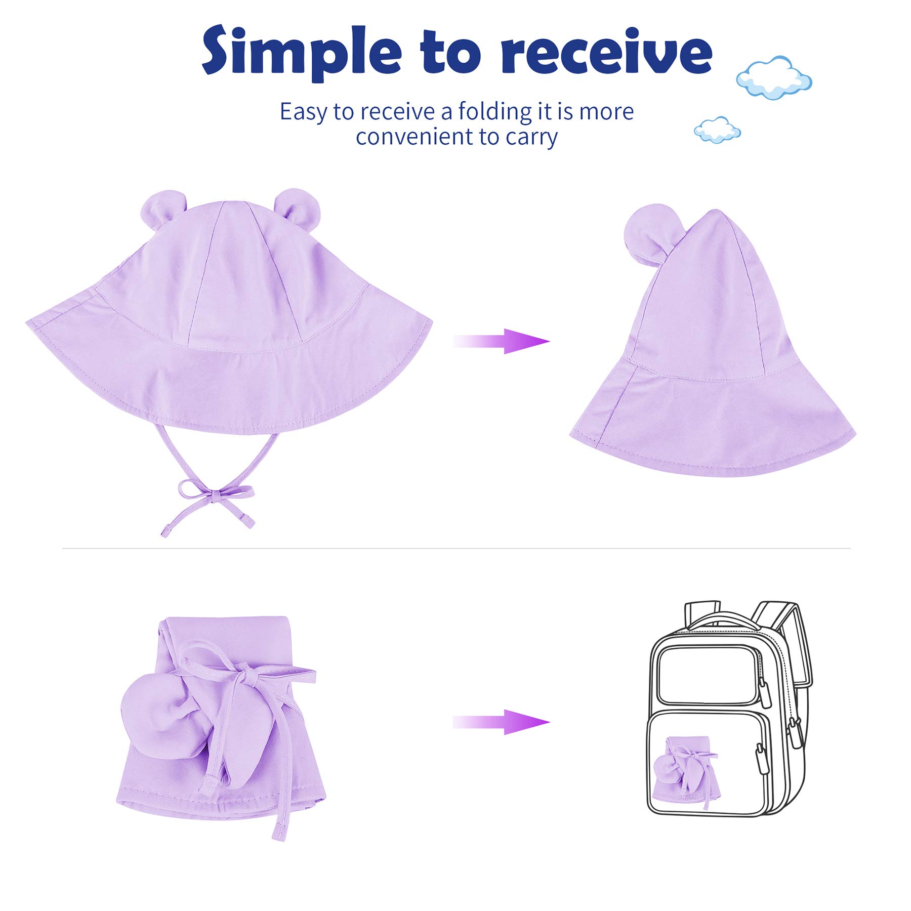 Zando Baby Toddler Sun Protection Bucket Hat - UPF 50+ Wide Brim Beach Hat for Infants & Girls, Lightweight Summer Sun Hat for Outdoor Play, Pool, Beach & Park Adventures