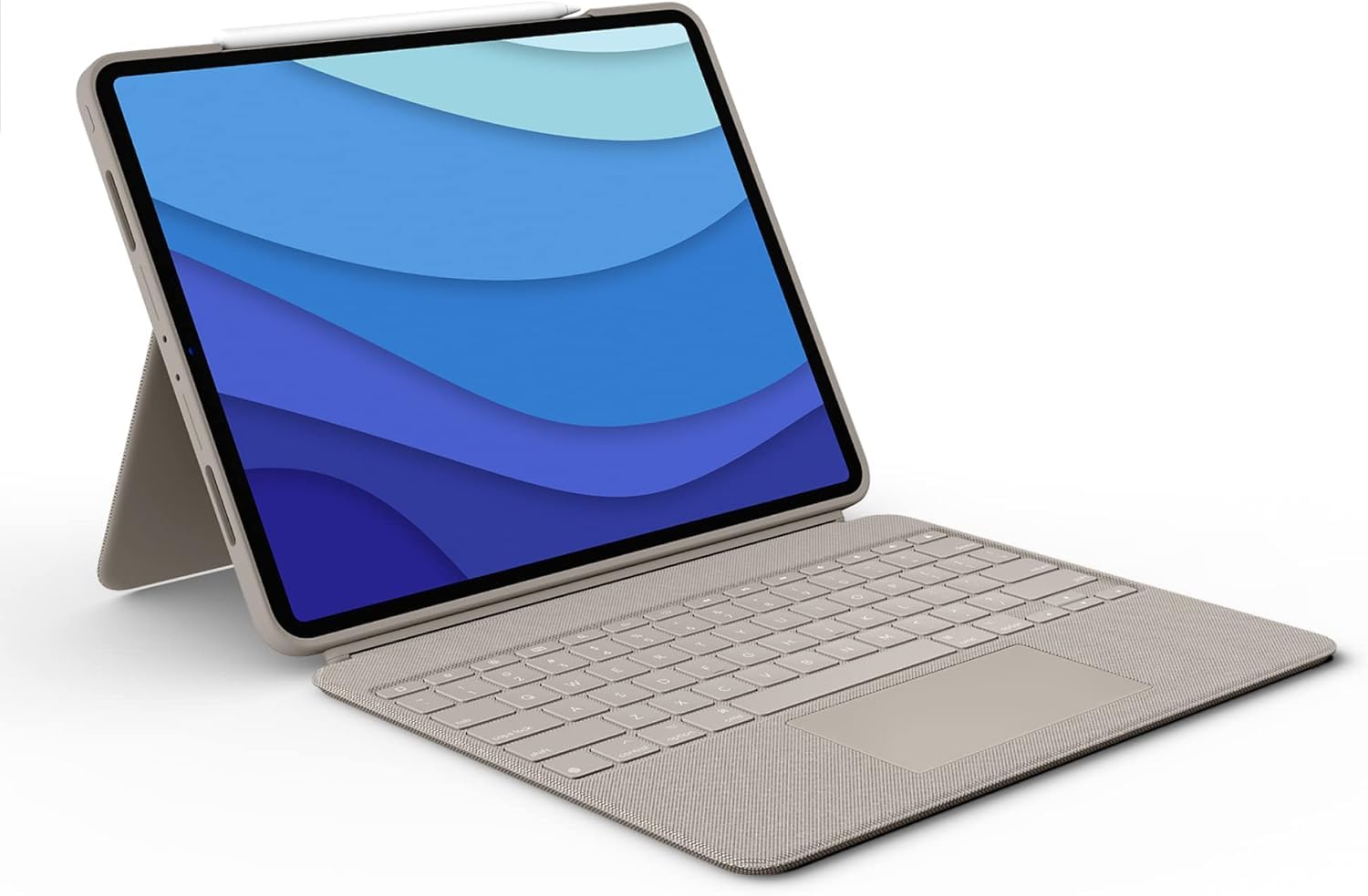 Logitech Combo Touch Keyboard Case for iPad Pro 12.9-inch (5th & 6th Gen 2021-2022) - Detachable Backlit Keyboard with Trackpad, Kickstand & Smart Connector - US Layout in Sand Color - Perfect for Work, Study & Creative Projects
