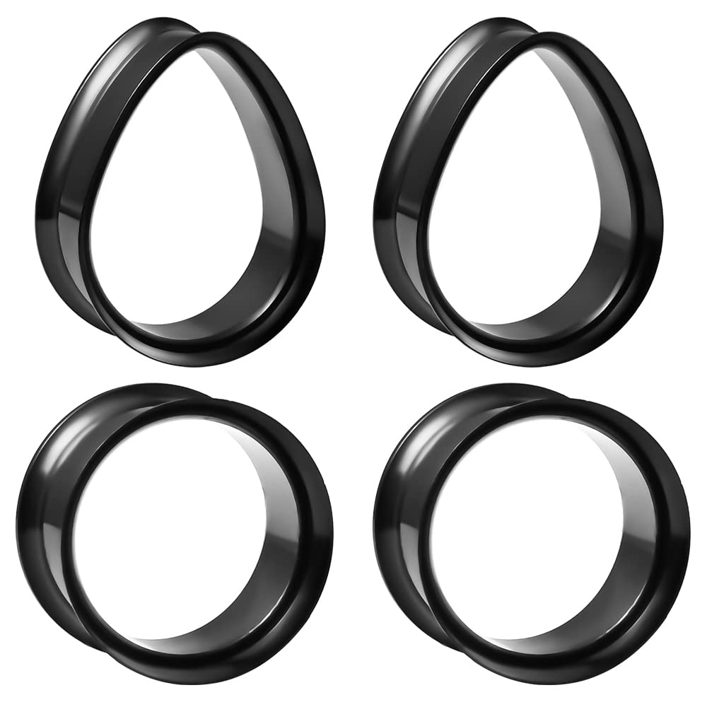 DOEARKO 4 PCS Stainless Steel Ear Gauges - Teardrop & Loop Ear Plugs, 316L Hypoallergenic Body Jewelry for Ear Stretching & Piercing | Perfect for Daily Wear, Parties & Alternative Fashion