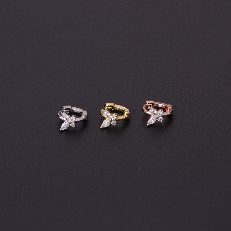 18K Rose Gold Butterfly Small Huggie Hoop Earrings for Women | Dainty & Elegant Jewelry Gift for Her | Perfect for Everyday Wear, Date Nights & Special Occasions
