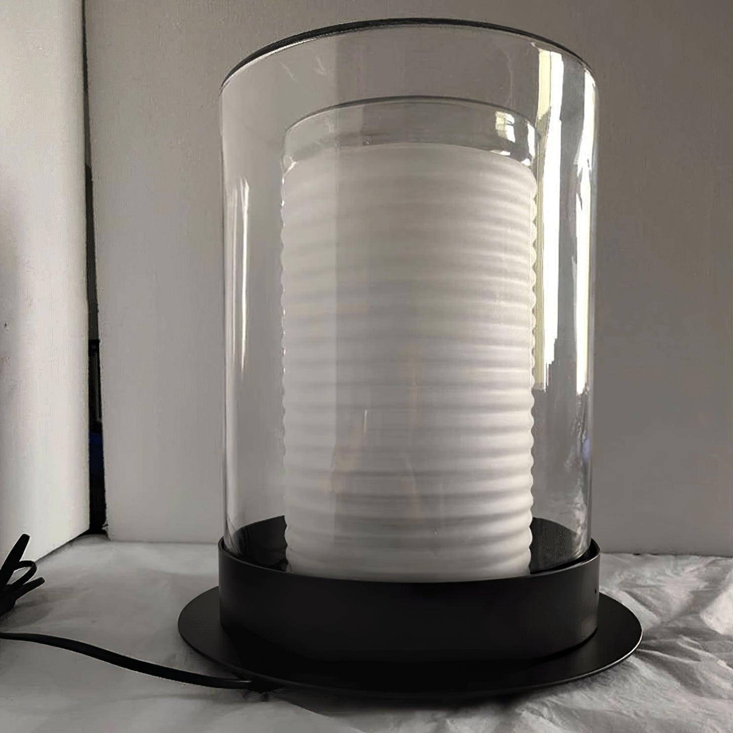 Modern Dual Cylinder Glass Floor Lamp - Elegant Home & Office Lighting for Living Room, Bedroom, or Study - Warm Ambient Light for Relaxation & Reading