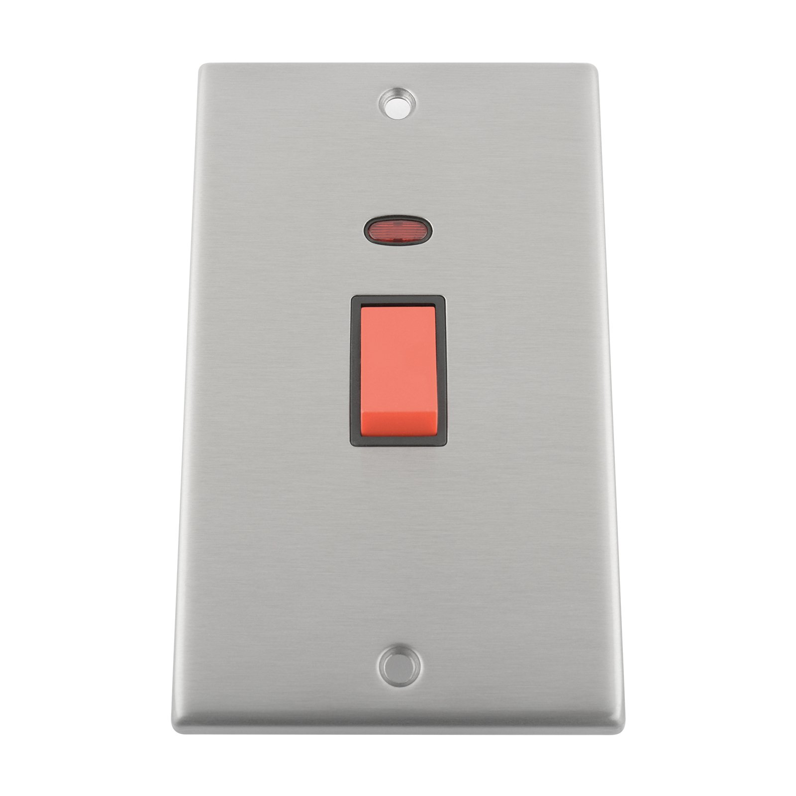 45 Amp Cooker Oven Switch with Neon Indicator - Tall Plate Satin Chrome Square Black - Perfect for Electric Stoves, Ovens & Kitchen Appliance Repairs