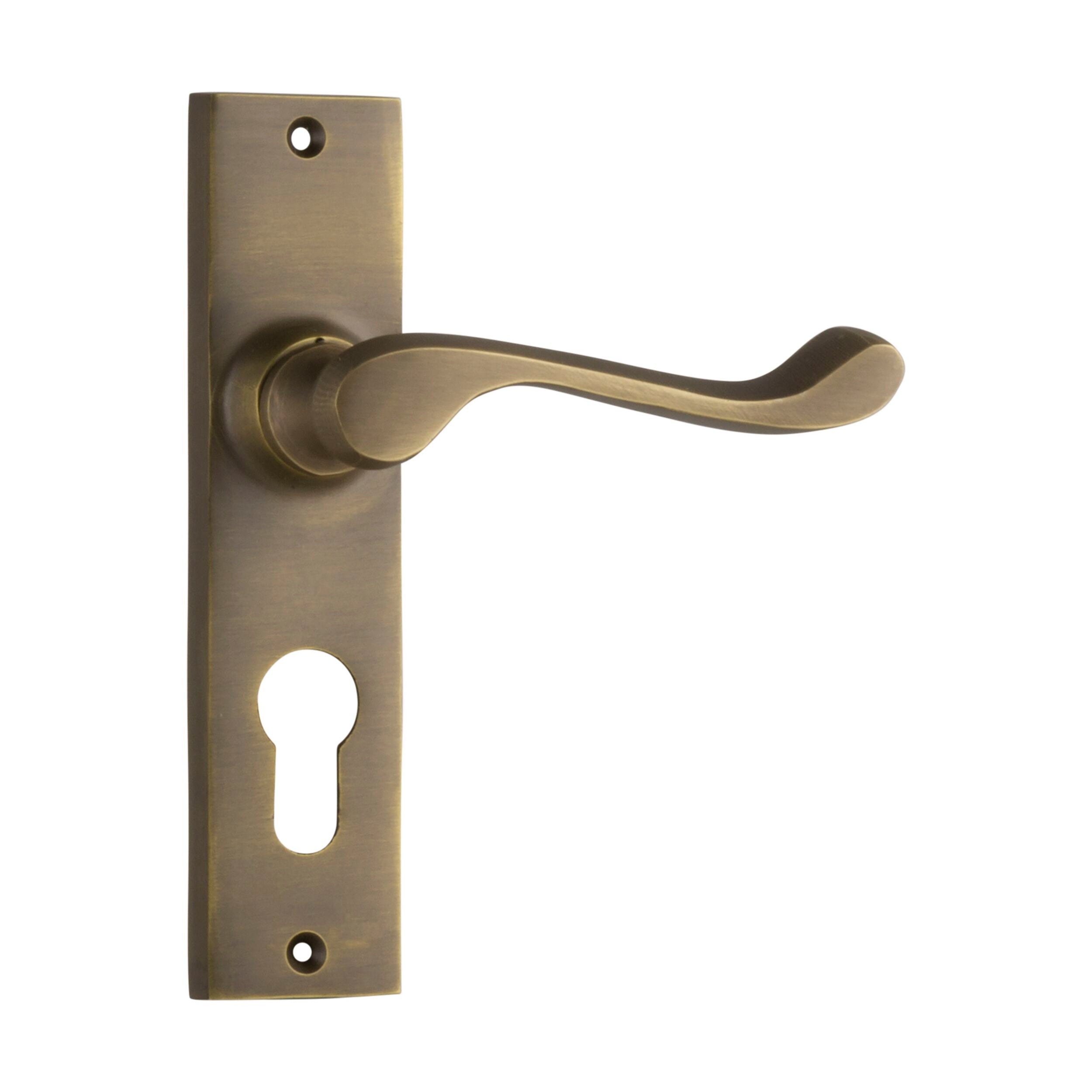 Fremantle Euro Pair Door Lever Set in Antique Brass - 0845E - H150xW35xP50mm - Perfect for Vintage Style Home & Office Doors