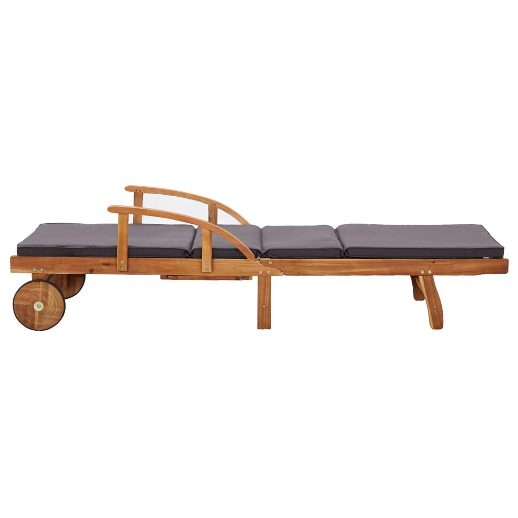 Premium Acacia Wood Outdoor Chaise Lounge Chair with Cushions - Adjustable Reclining Patio Sun Lounger 78.7