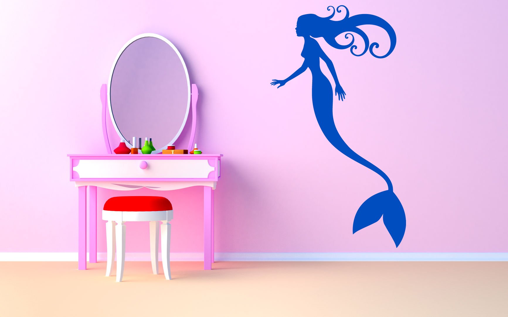 Mermaid Wall Sticker for Kids Room & Nursery Decor - AS1496