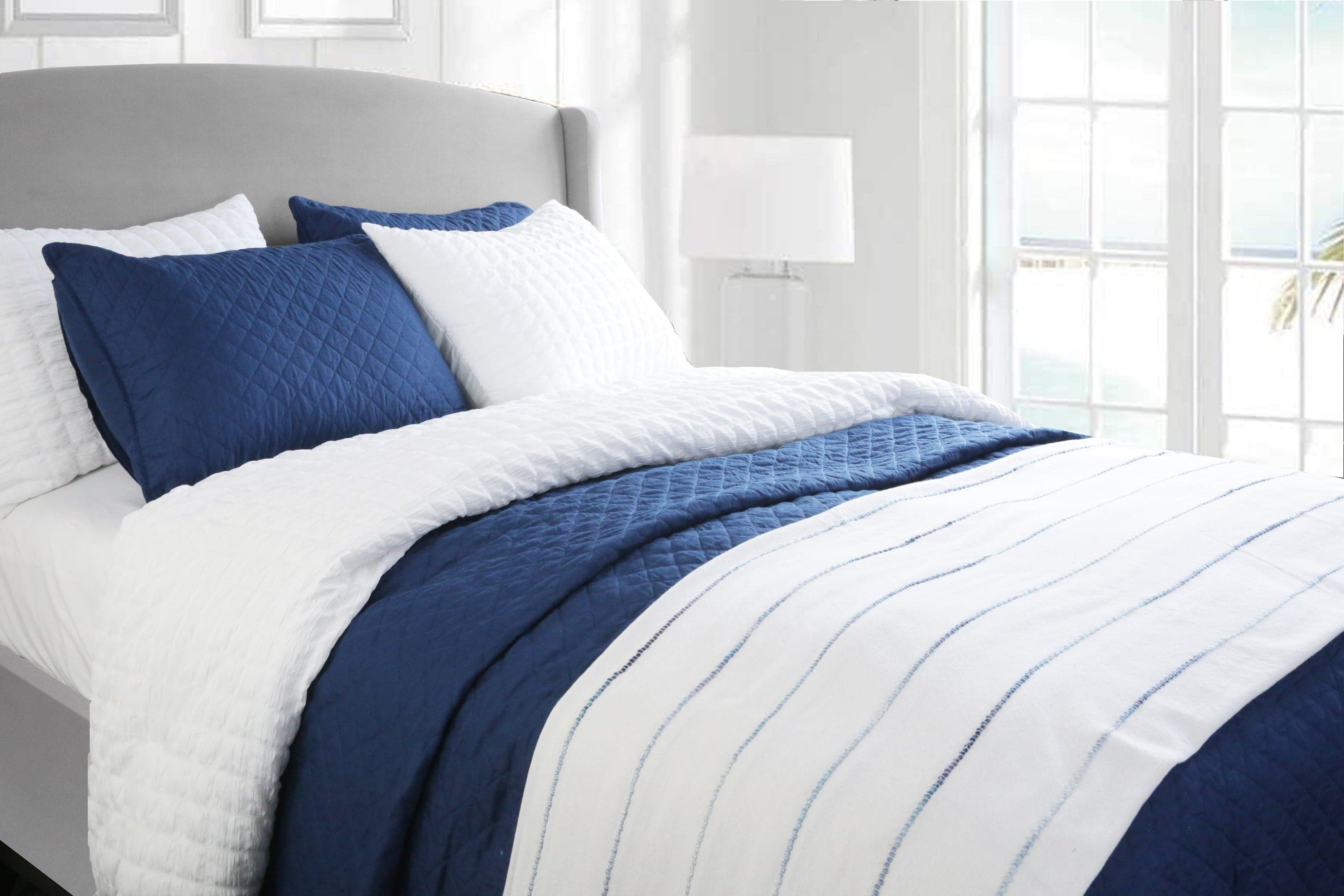 Ava Diamond Oversized Cotton Quilt Set - King Size Bedding with Soft Breathable Fabric for All Seasons | Perfect for Master Bedroom, Guest Room & Cozy Home Decor