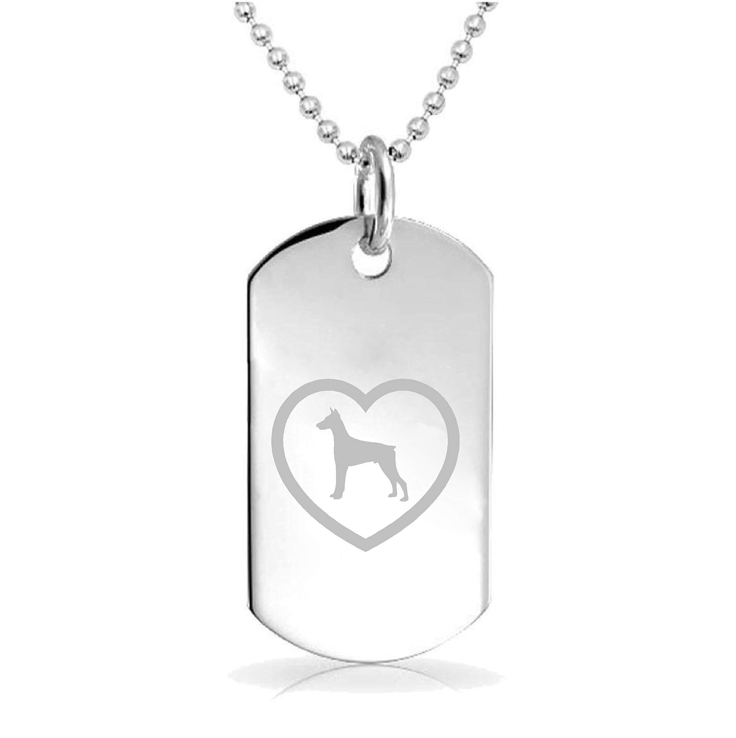 Custom Engraved Doberman Heart Dog Pendant Necklace - Personalized Pet Memorial Jewelry for Dog Lovers - Perfect Gift for Keychain, Bags & Pet Owners (Ideal for Memorials, Birthdays & Special Occasions)