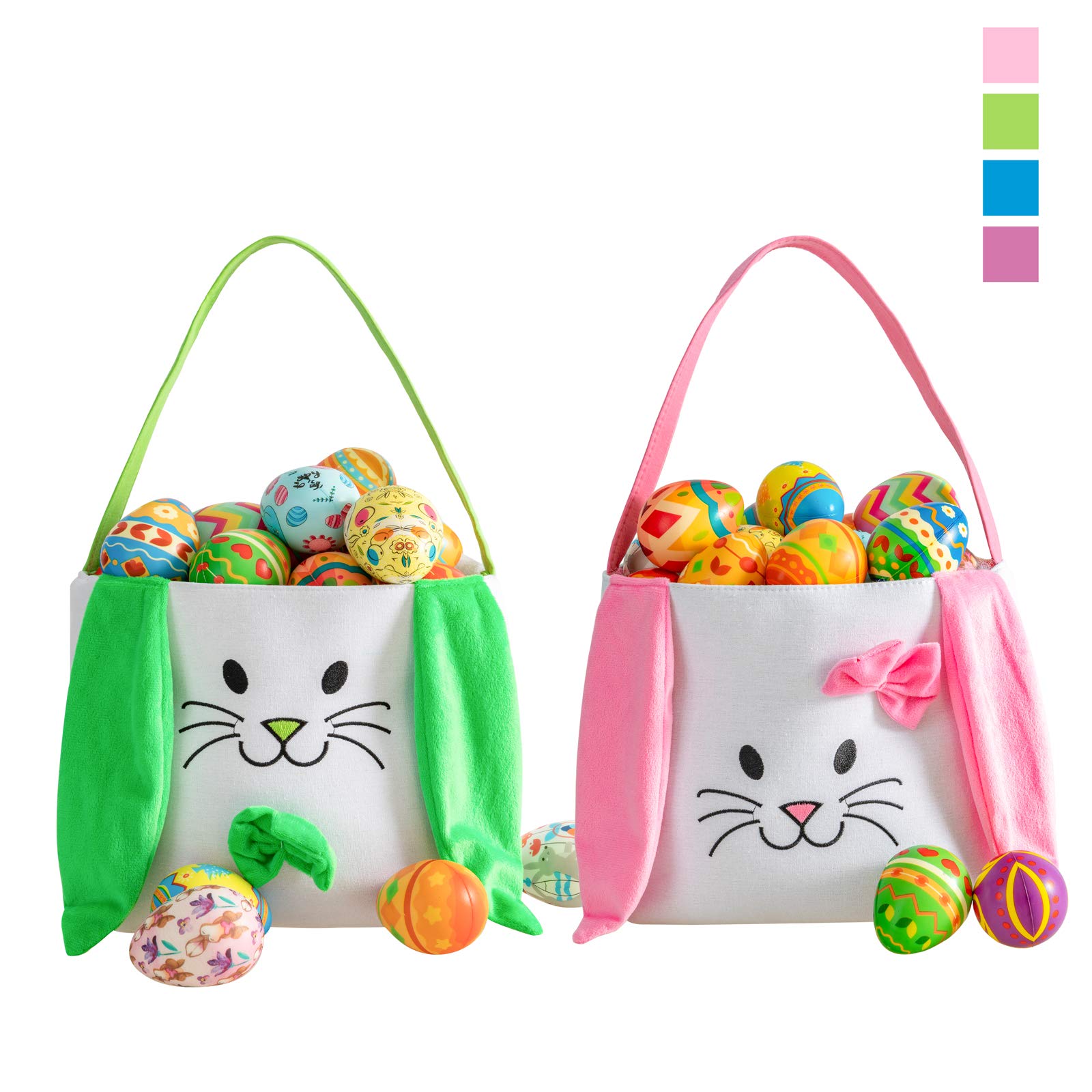 Easter Bunny Basket for Kids - Cute Easter Tote Bag with Handle for Egg Hunting, Easter Party Favors, Spring Gift Basket for Boys & Girls - Perfect for Easter Egg Hunts, Classroom Treats & Spring Celebrations