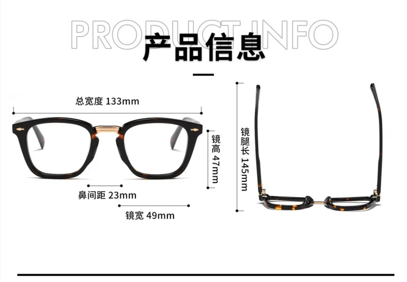 Stylish Unisex Black Square Acetate Eyeglasses with Alloy Frame - Trendy Full Rim Glasses for Men & Women - Perfect for Reading, Work, and Fashion Accessories