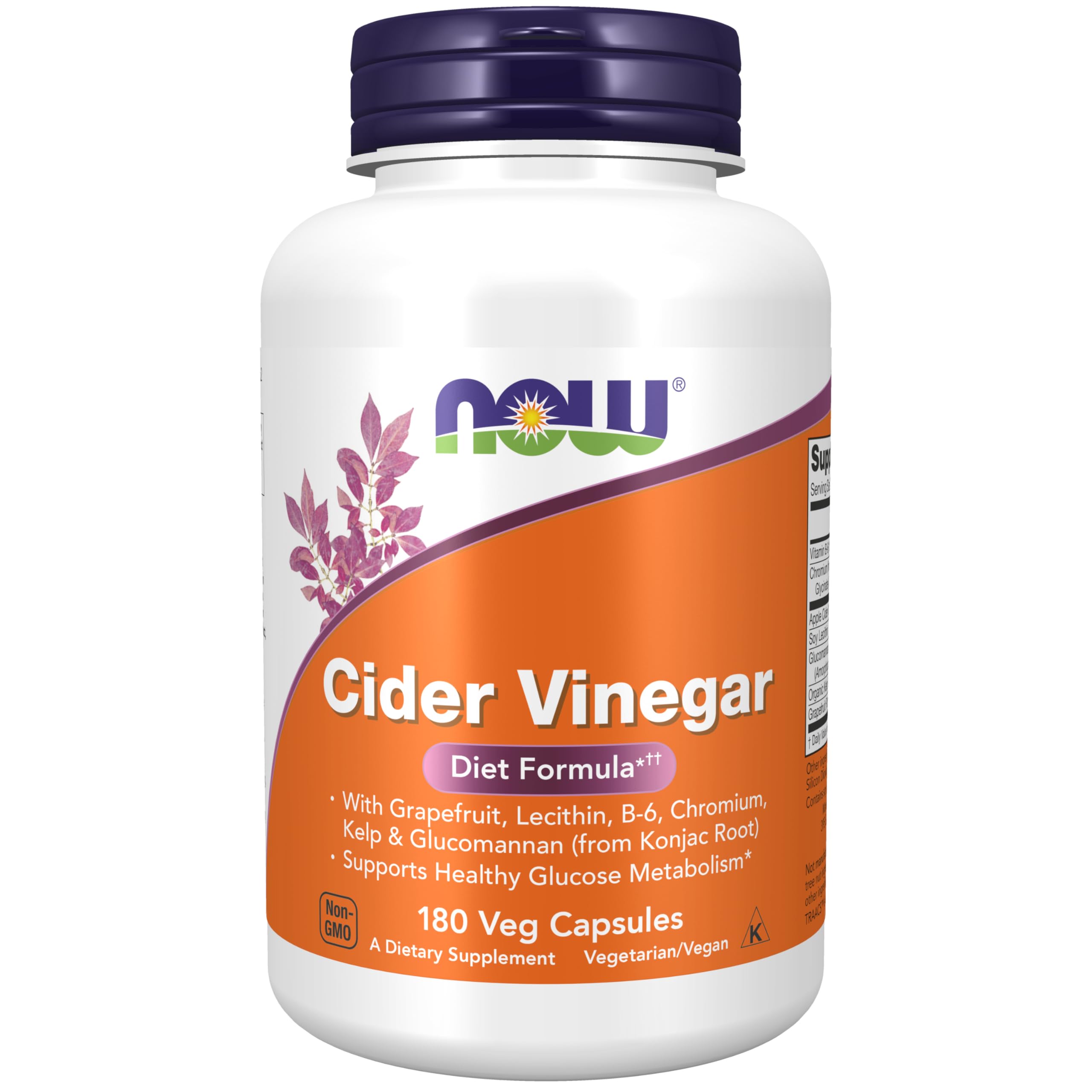 NOW Organic Apple Cider Vinegar Capsules 180ct - Vegan, Non-GMO, Gluten-Free - Supports Digestion & Weight Management - Perfect for Daily Wellness Routine & Detox