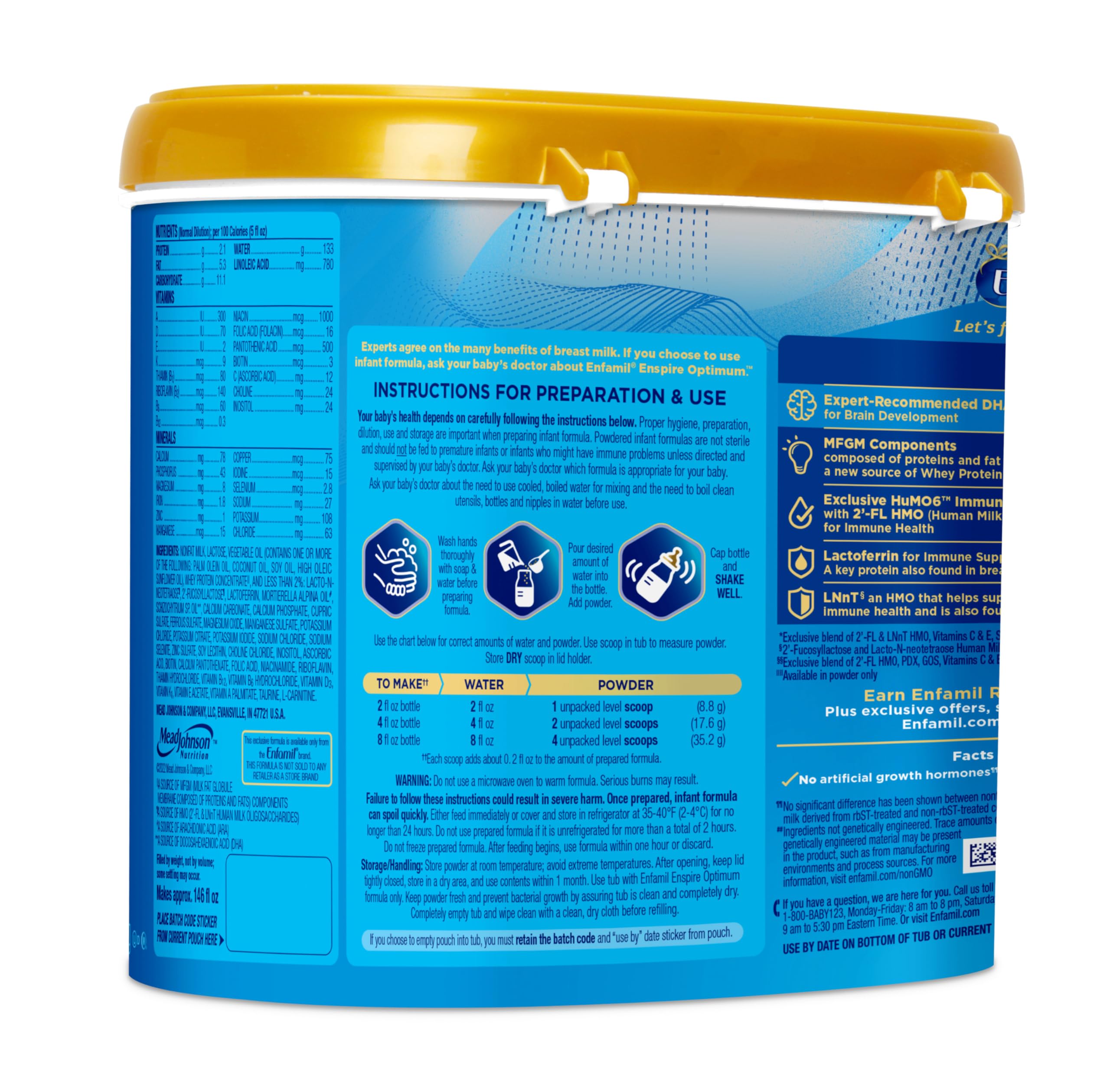 Enfamil Optimum Baby Formula - Closest to Breast Milk with Immune-Supporting Lactoferrin & Brain-Building DHA - 20.5 Oz (Pack of 4) - Ideal for Newborns & Infants for Healthy Growth & Development