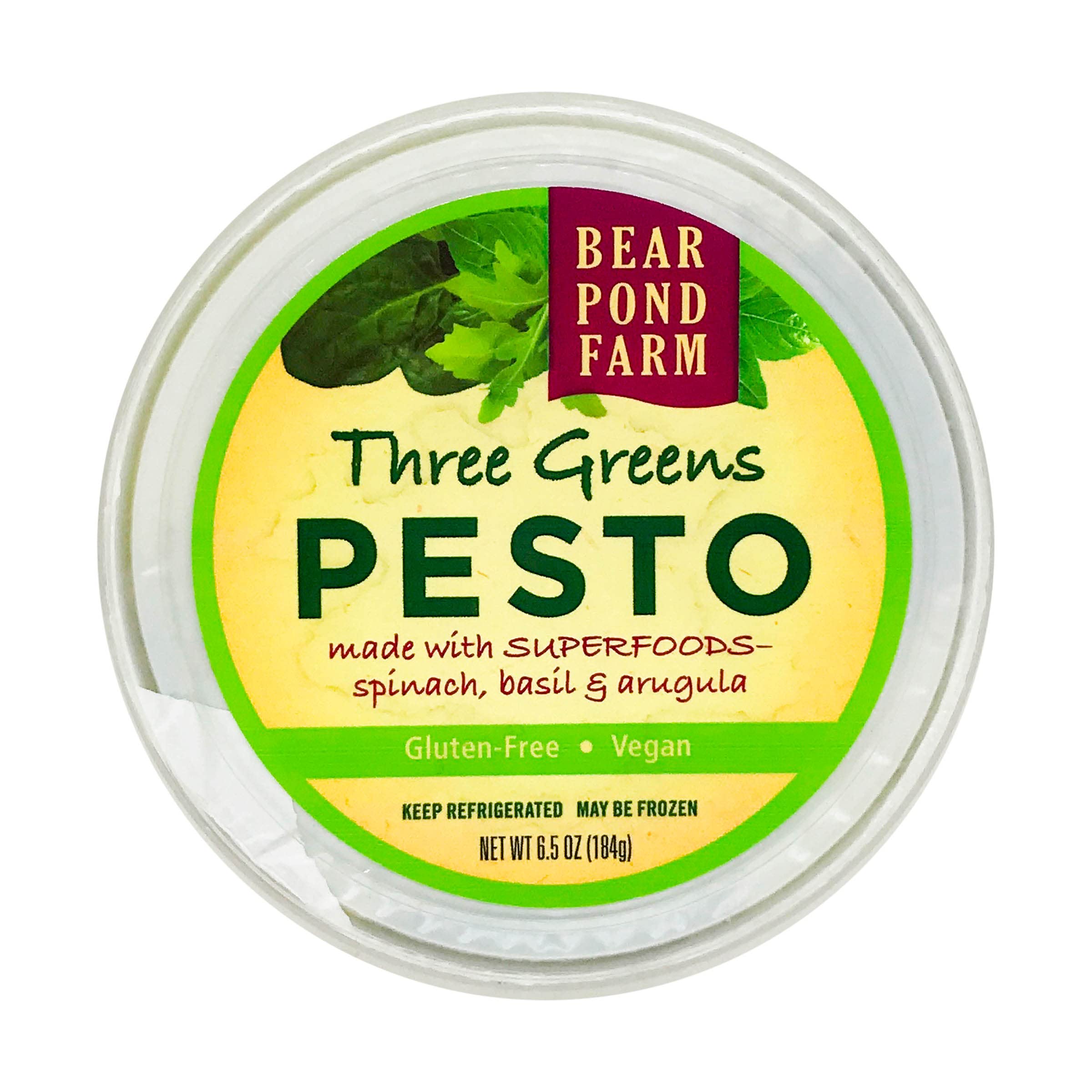 BEAR POND FARM Organic 3 Greens Pesto Sauce - 6.5 Oz Jar | Vegan, Gluten-Free Basil Pesto Spread for Pasta, Pizza, Sandwiches & Salads | Gourmet Italian Cooking & Meal Prep