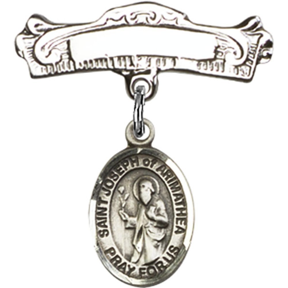 Sterling Silver Baby Badge with St. Joseph of Arimathea Charm - 7/8