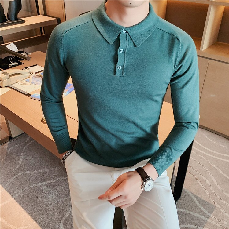 Antonio's Men's Slim Fit Long Sleeve Polo Shirt - Comfortable Casual Wear for Office, Golf & Everyday Outfits