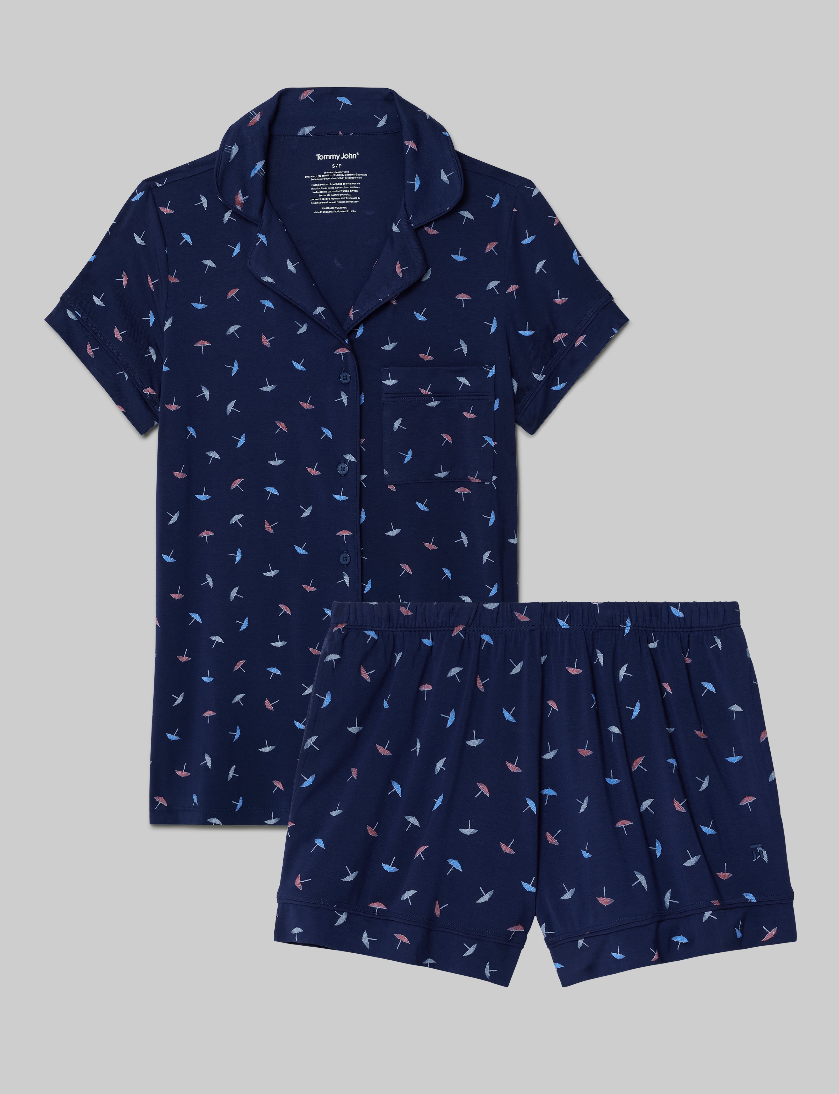 Women's Soft Cotton Pajama Set - Comfortable Sleepwear Top & Shorts for Lounge, Travel & Relaxation at Home