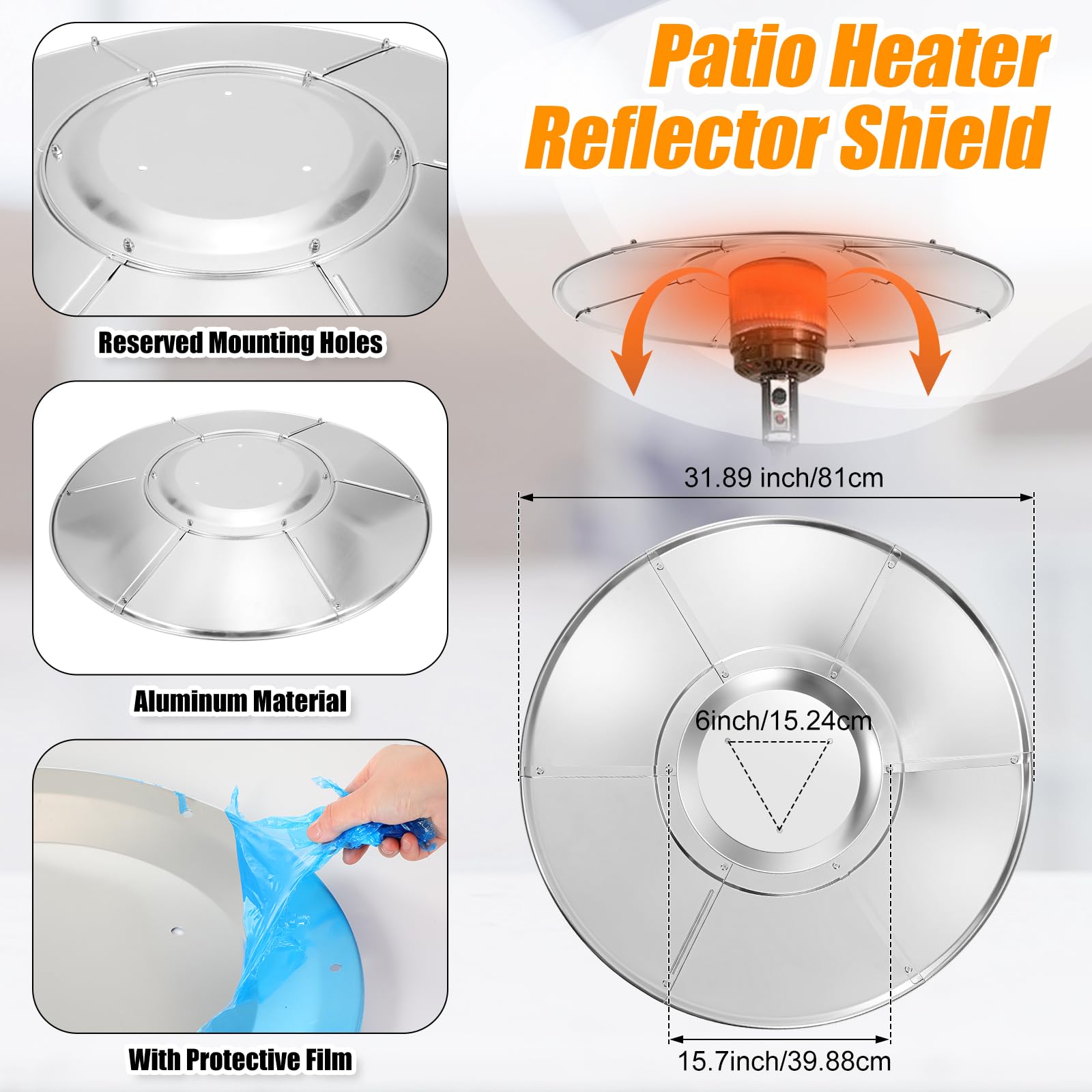 2 Pcs Outdoor Patio Heater Set with Sand Box, Water Box & Aluminum Reflector Shield - Propane Heater Accessories for Porch, Deck, Backyard & Garden - Perfect for Cold Weather & Outdoor Gatherings