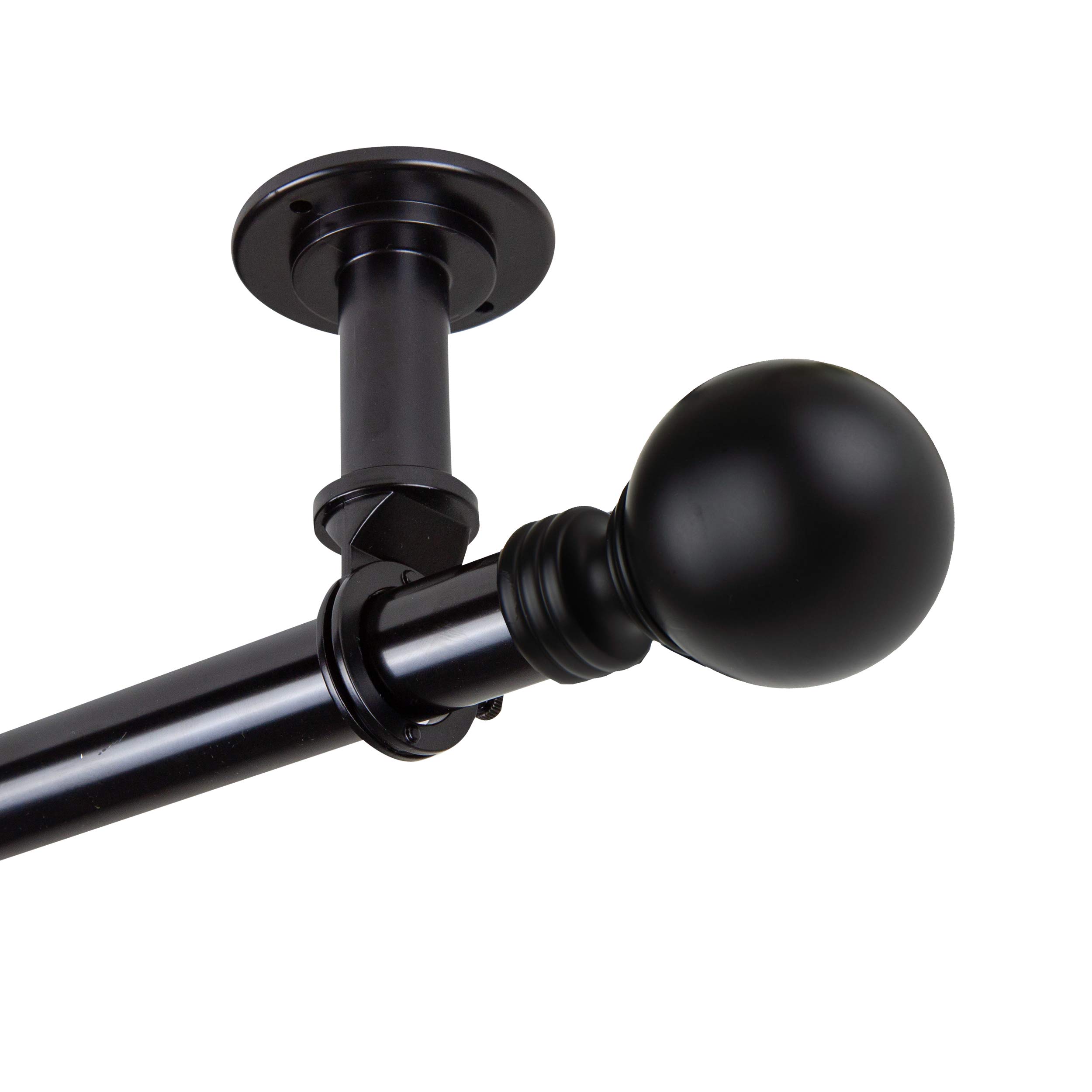 Rod Desyne Globe 1 Inch Adjustable Ceiling Curtain Rod & Room Divider - 120 to 170 Inches, Black - Perfect for Large Windows, Room Separation & Home Theater Setup