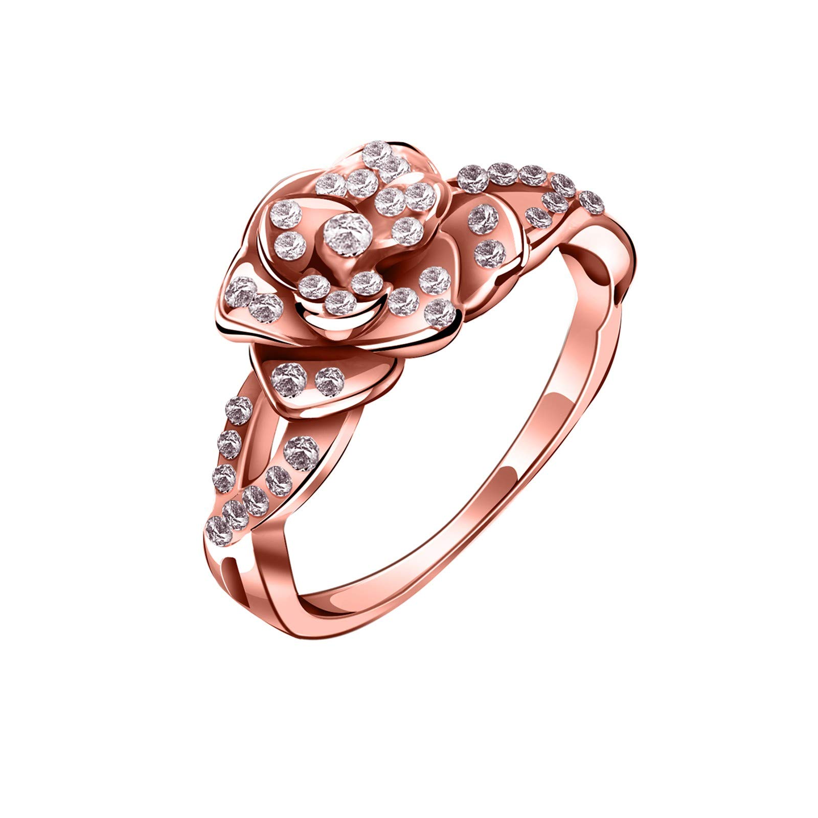 Exquisite Rose Gold Engagement Wedding Ring for Women - Stackable Commemorate Jewelry Gift for Her, Perfect for Anniversaries, Proposals & Special Occasions