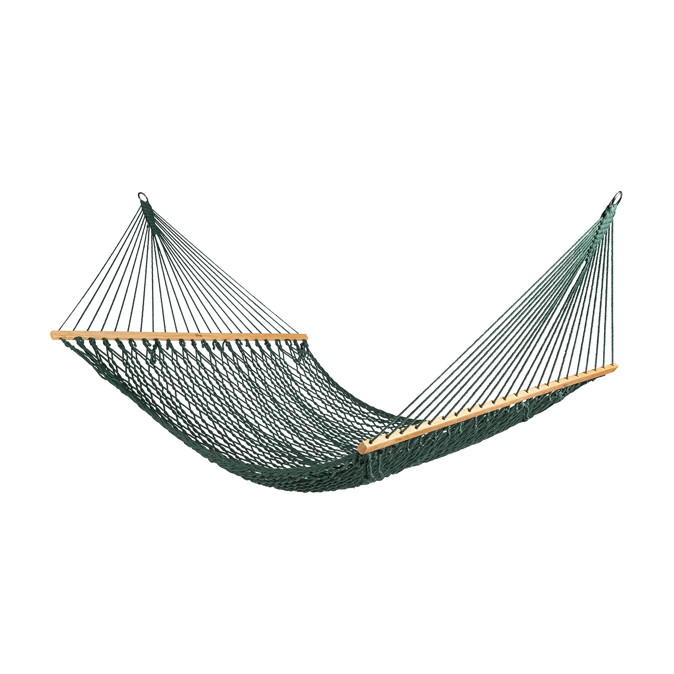 Bliss Hammocks BH-410GR 60-Inch Wide Cotton Rope Hammock for Indoor & Outdoor Use - Patio, Backyard, Poolside Relaxation with Chains & Hooks - Eco-Friendly Polyester & Hardwood Spreader - 450 lb Capacity - Green - Perfect for Lounging, Camping, and Beach Vacations