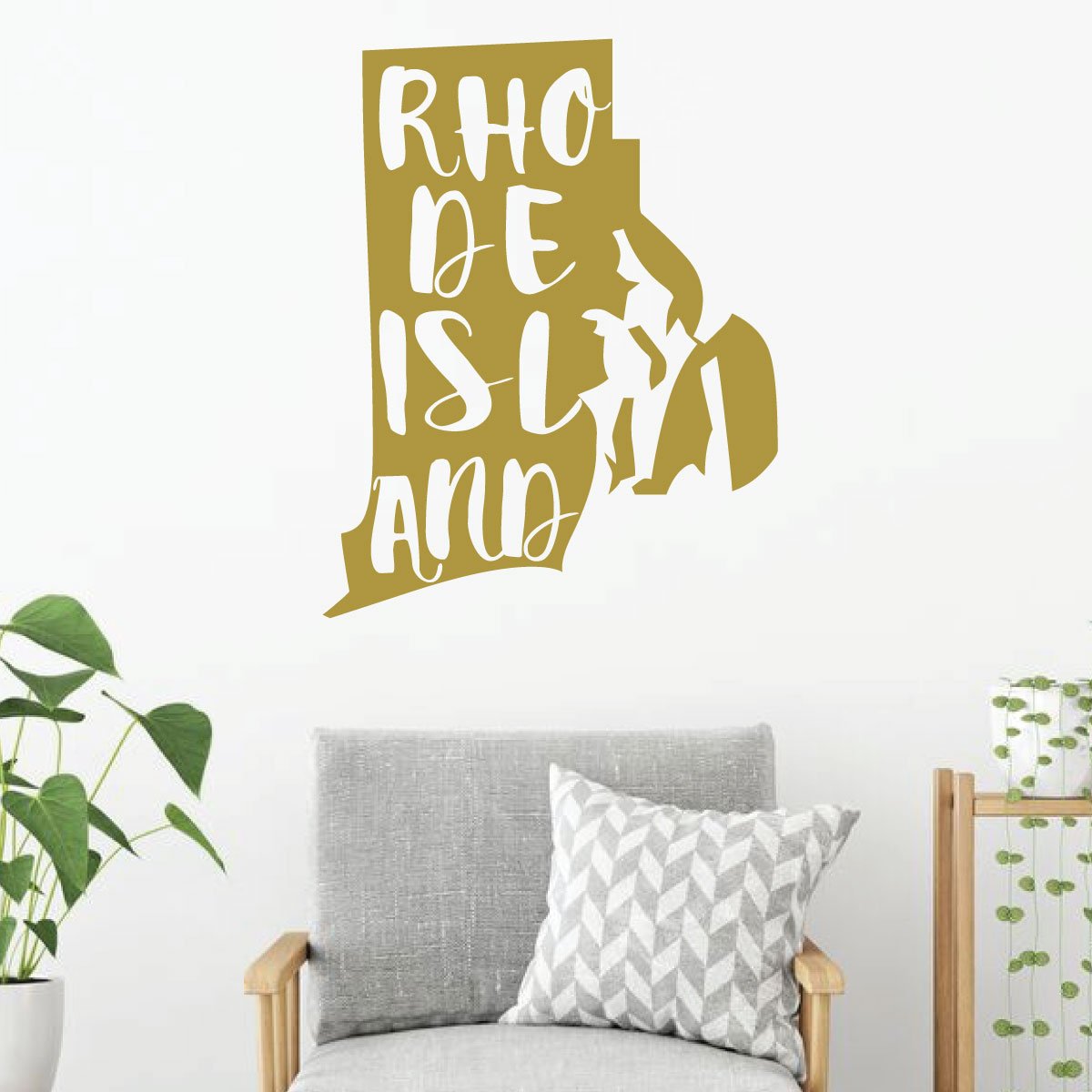 Rhode Island Vinyl Wall Decal - State Silhouette Art Sticker for Home Decor, Living Room & Bedroom - Perfect for Nursery, Office or Dorm Room Wall Decoration