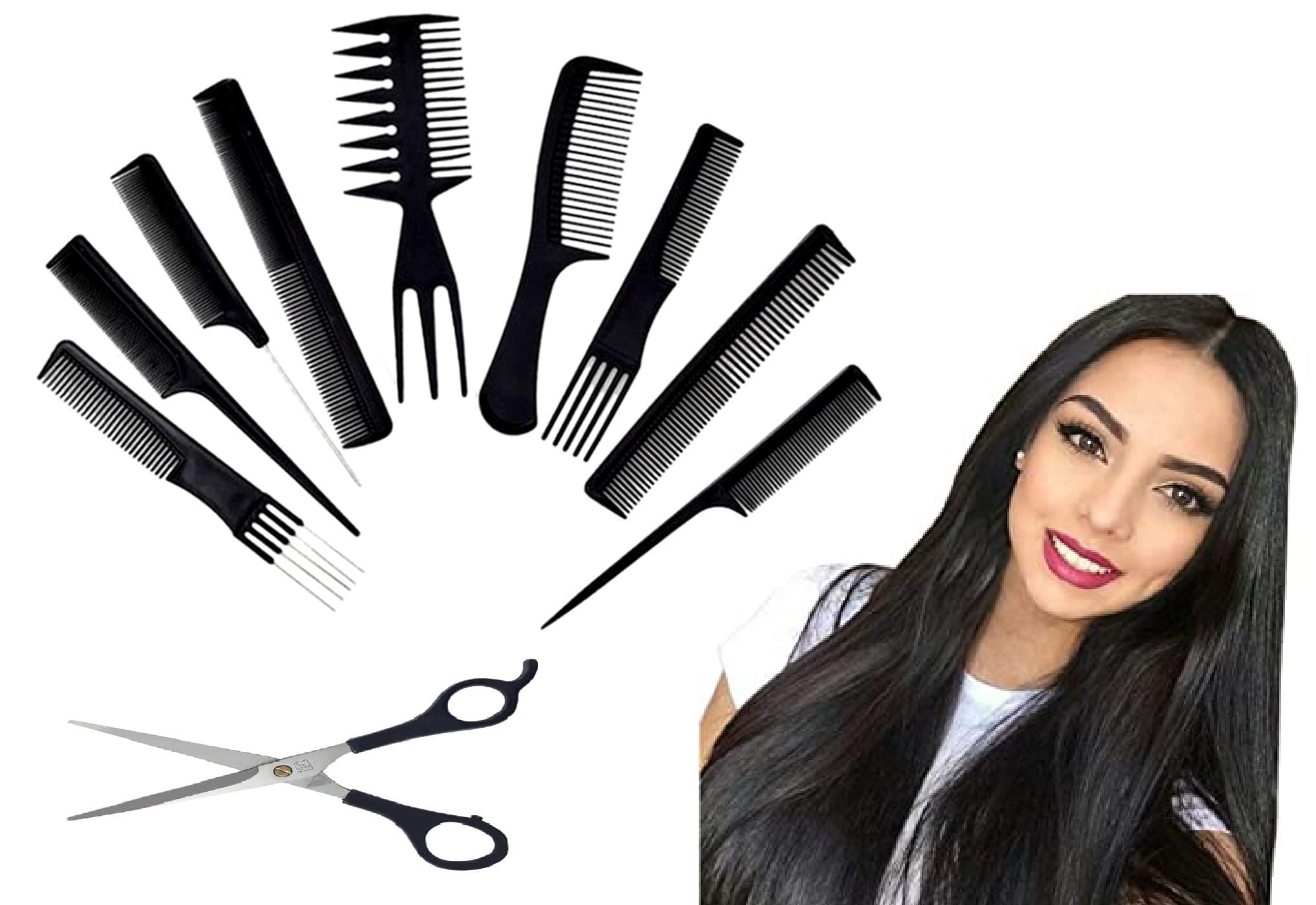 Premium 9-Piece Hair Cutting & Styling Kit - Professional Hair Comb Set with Scissors for Men & Women - Perfect for Home Haircuts, Salon Styling & Barber Use