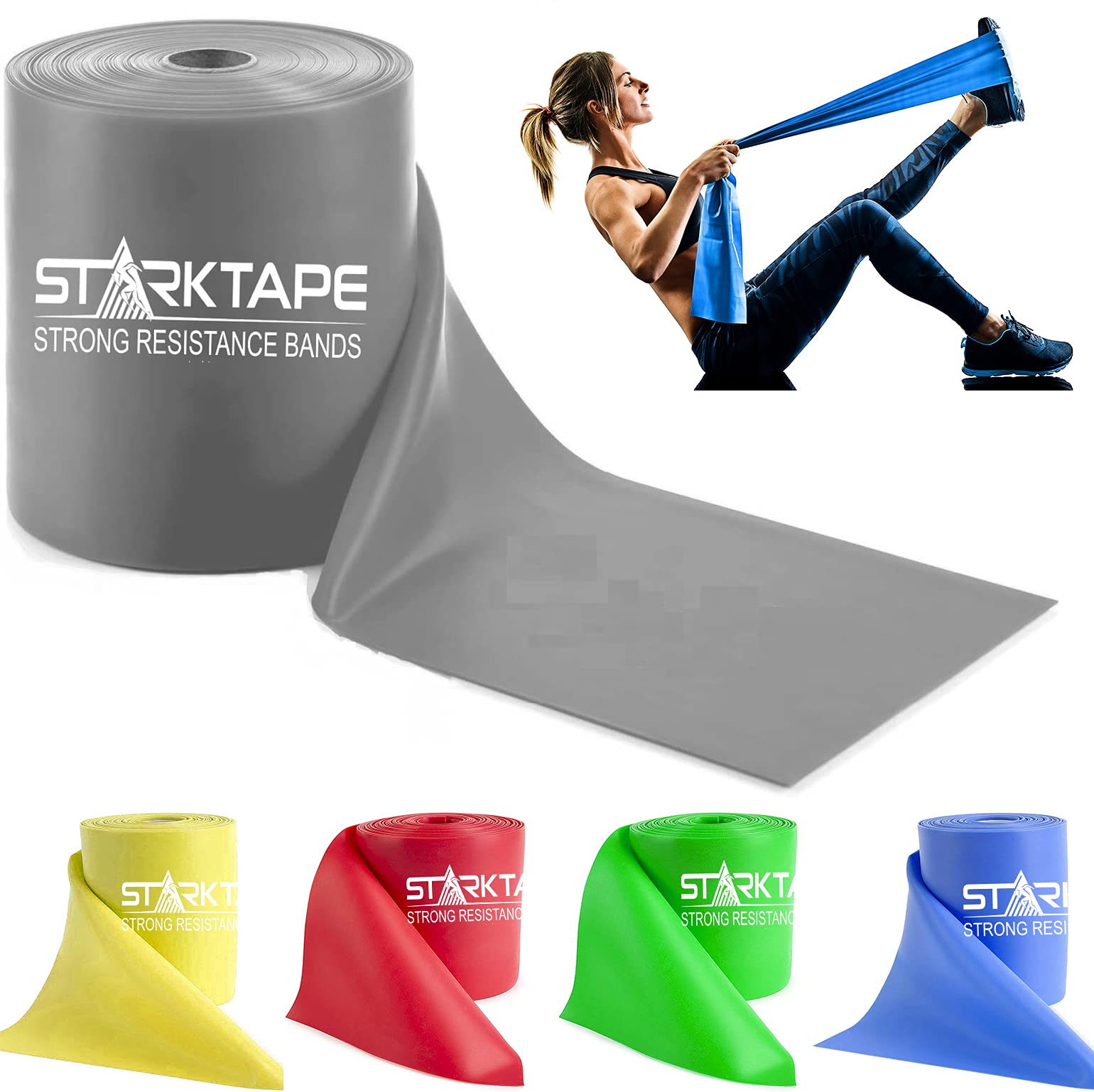Premium Resistance Bands Set - 8, 16, 25, 50 Yards Bulk Rolls - Latex-Free Therapy Bands for Home Workouts, Yoga, Pilates & Physical Rehab - Ideal for Strength Training, Fitness & Recovery Exercises