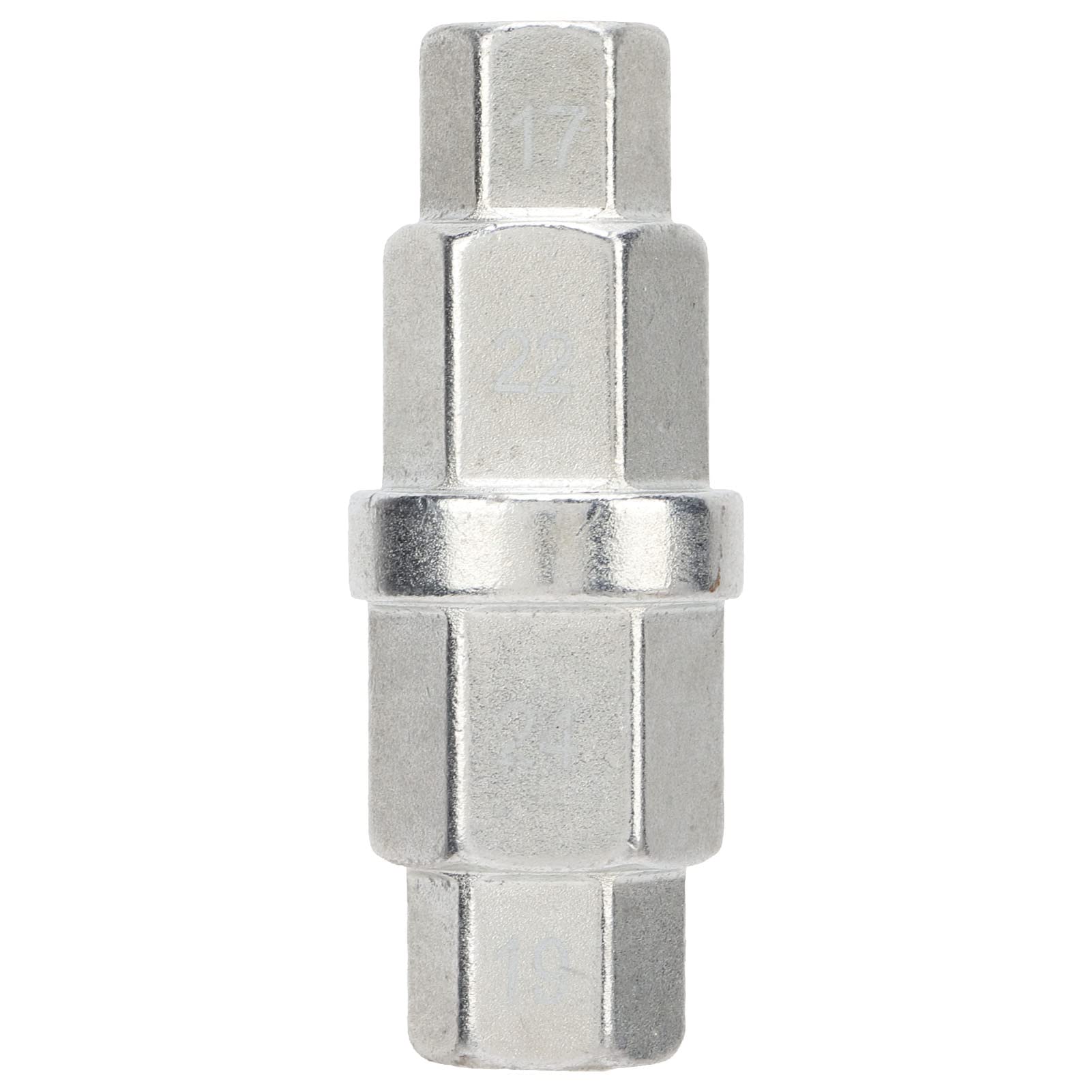 Acouto Motorcycle Chrome Molybdenum Silver Hex Axle Tool Set (17mm, 19mm, 22mm, 24mm) - Heavy Duty 150lbs Torque Front Wheel Spindle Socket Adapter for Motorcycle & ATV Maintenance - Perfect for Wheel Removal, Axle Adjustments, and Suspension Repairs