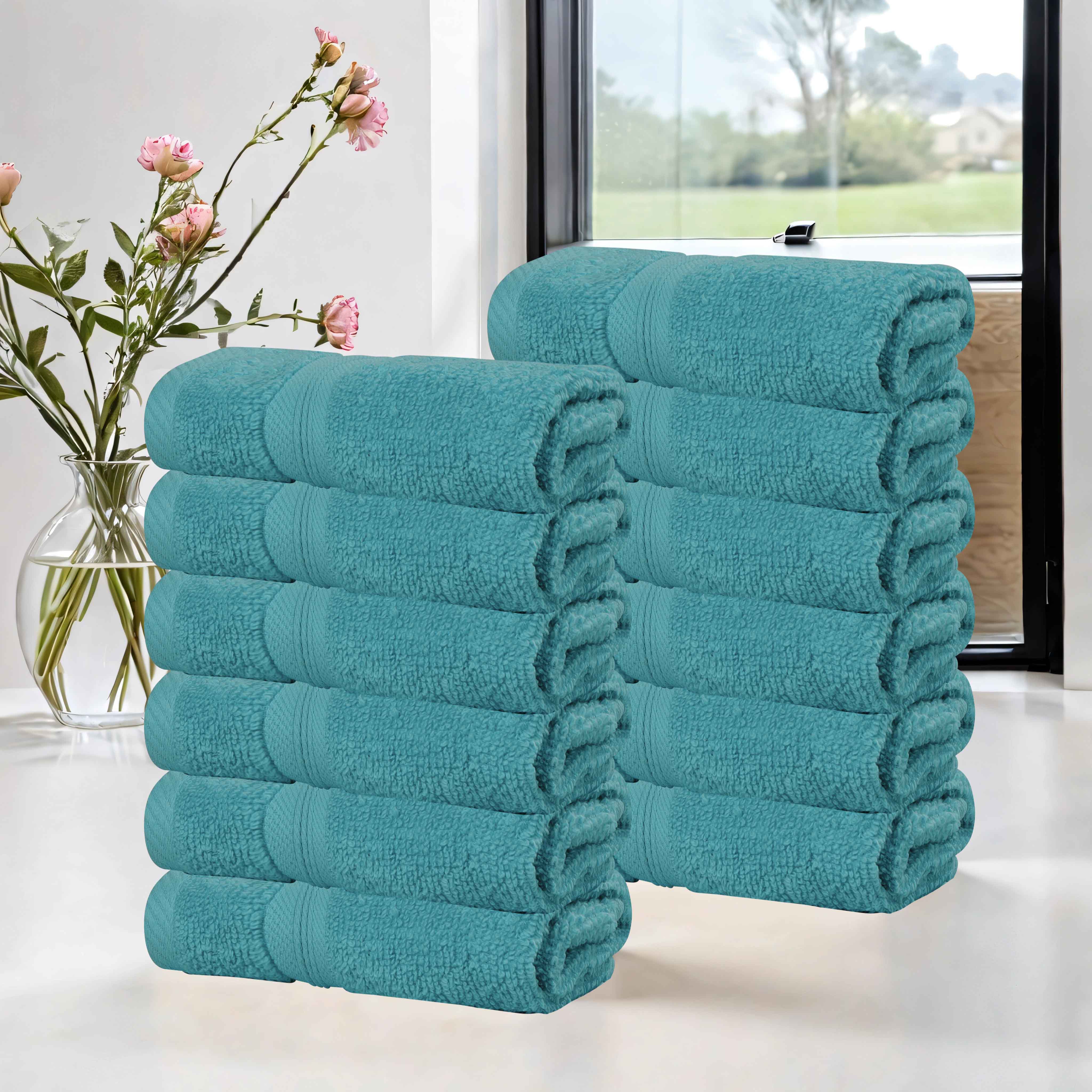 Premium 12-Pack Zero Twist Cotton Face Towels & Washcloths | Ultra Soft, Absorbent & Skin-Friendly | Perfect for Spa, Baby Care & Gentle Exfoliation